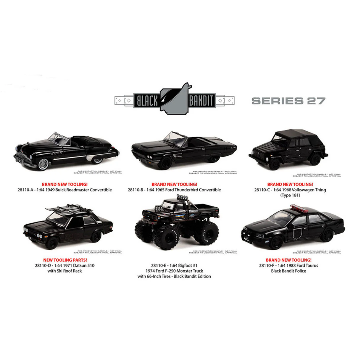 1/64 Black Bandit Series 27, 6 Vehicle Set by Greenlight Collectibles