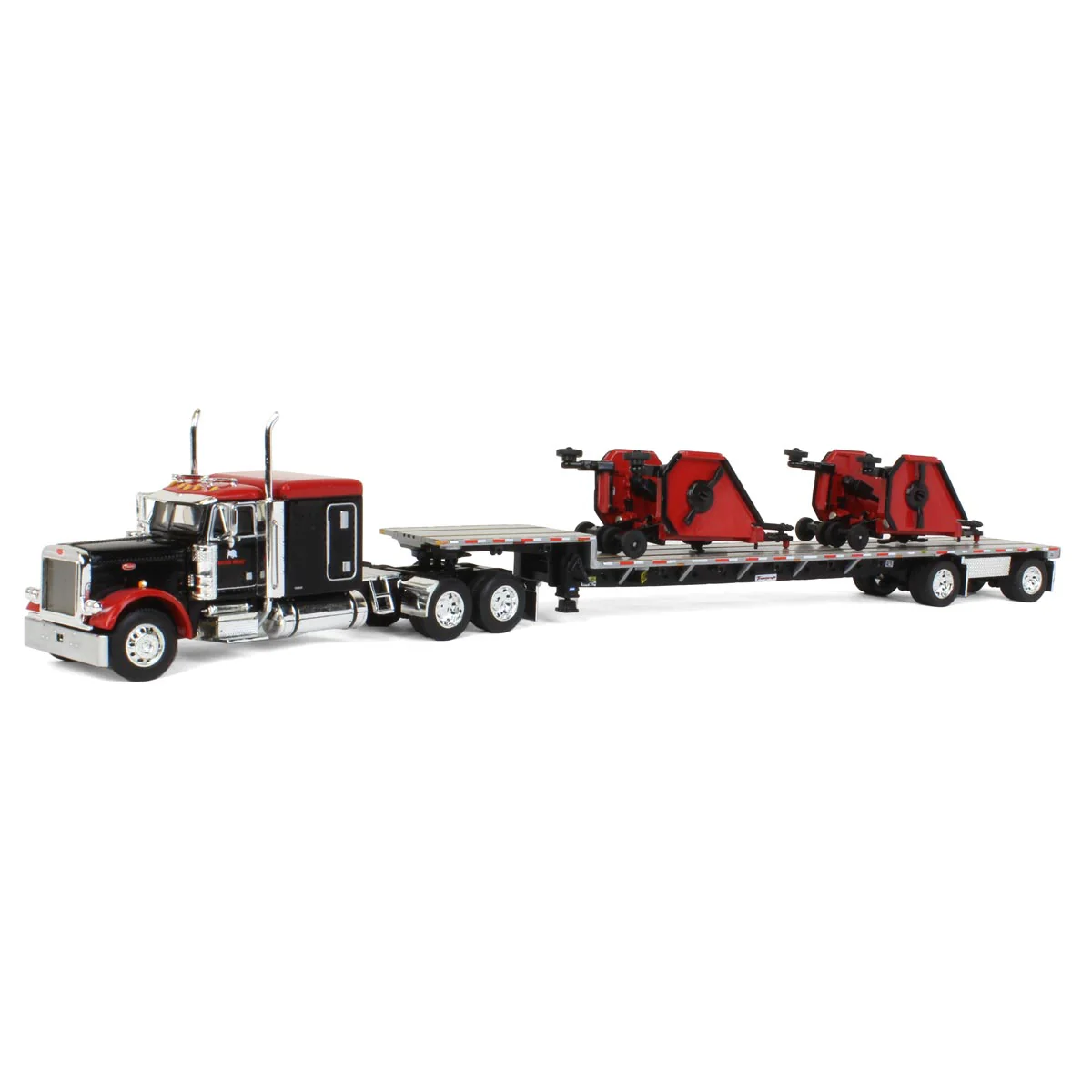 1/64 Bush Hog Peterbilt 379 Semi Truck with Transcraft Deck Trailer & 2 Bush Hog Wing Mowers, Outback Toys Exclusive, DCP by First Gear