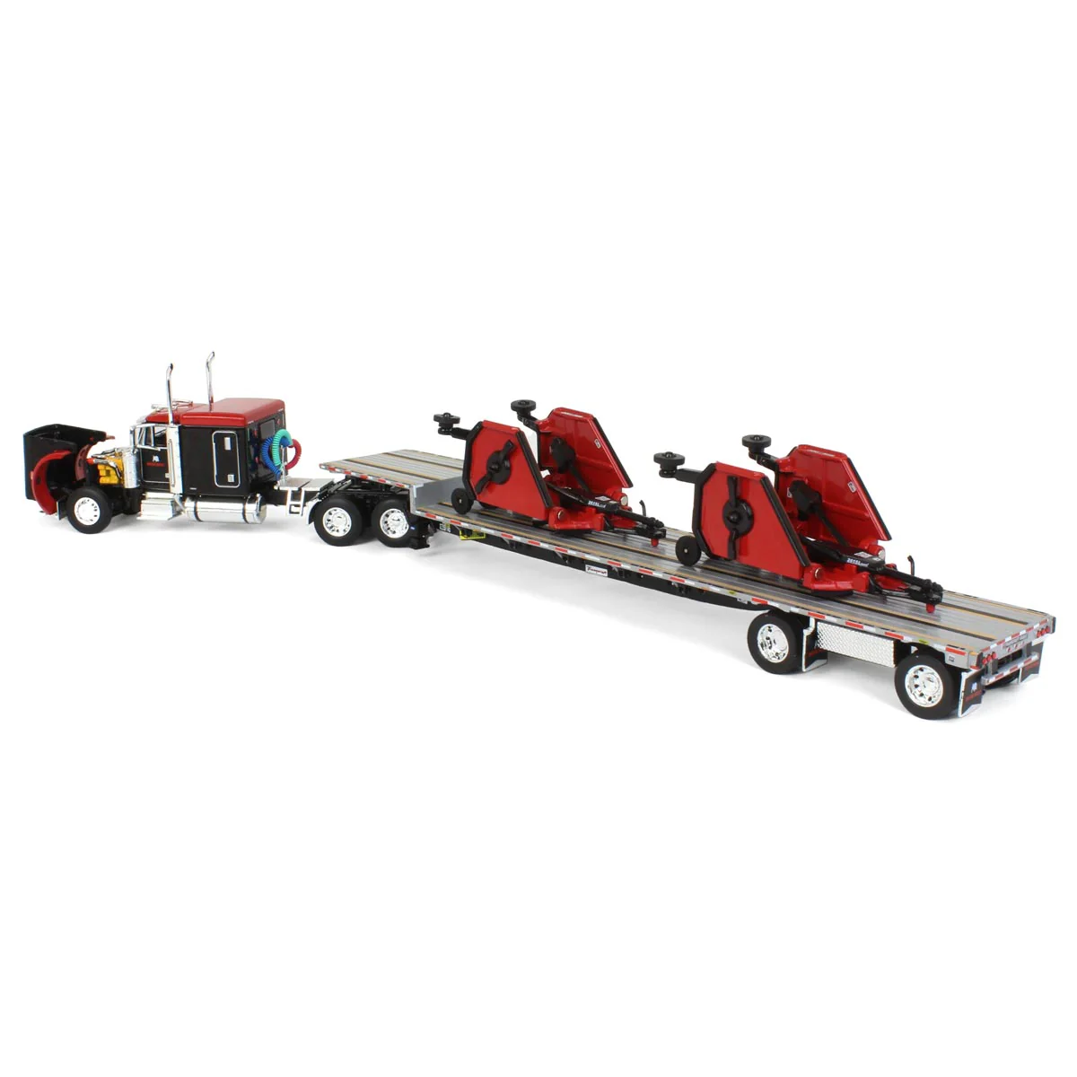 1/64 Bush Hog Peterbilt 379 Semi Truck with Transcraft Deck Trailer & 2 Bush Hog Wing Mowers, Outback Toys Exclusive, DCP by First Gear - Image 4