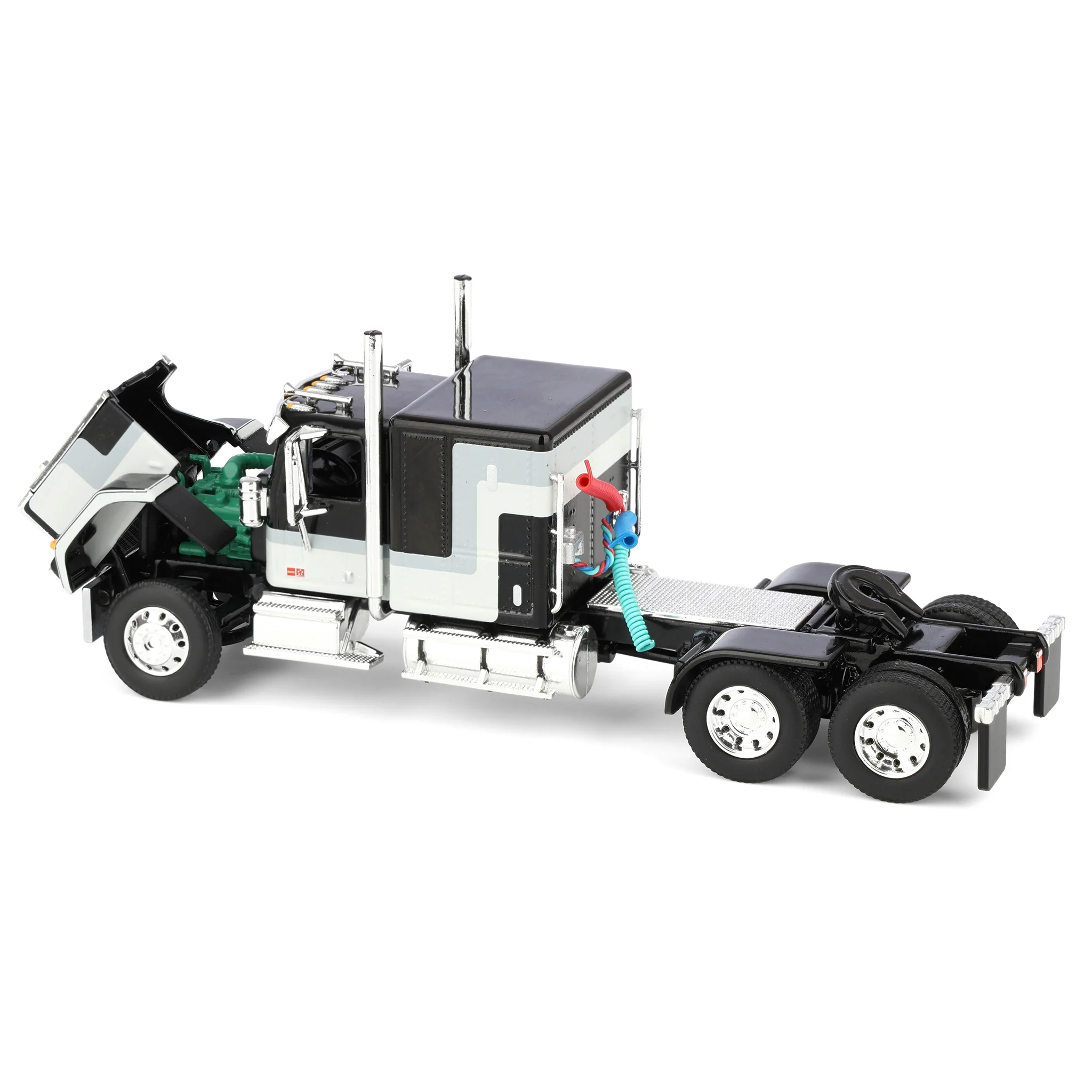 1/64 Black GMC General with 60in Flattop Sleeper & 40ft Vintage Reefer Trailer, DCP by First Gear - Image 5