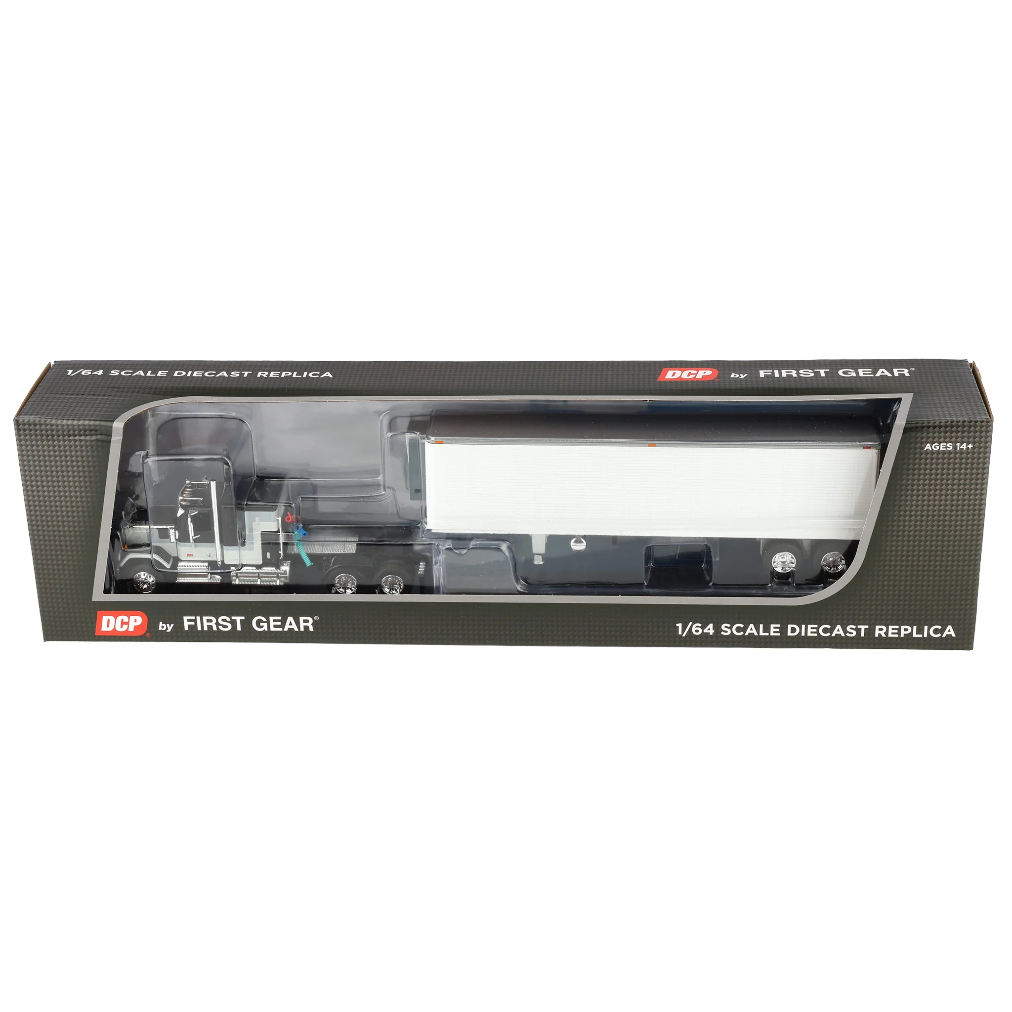 1/64 Black GMC General with 60in Flattop Sleeper & 40ft Vintage Reefer Trailer, DCP by First Gear - Image 7
