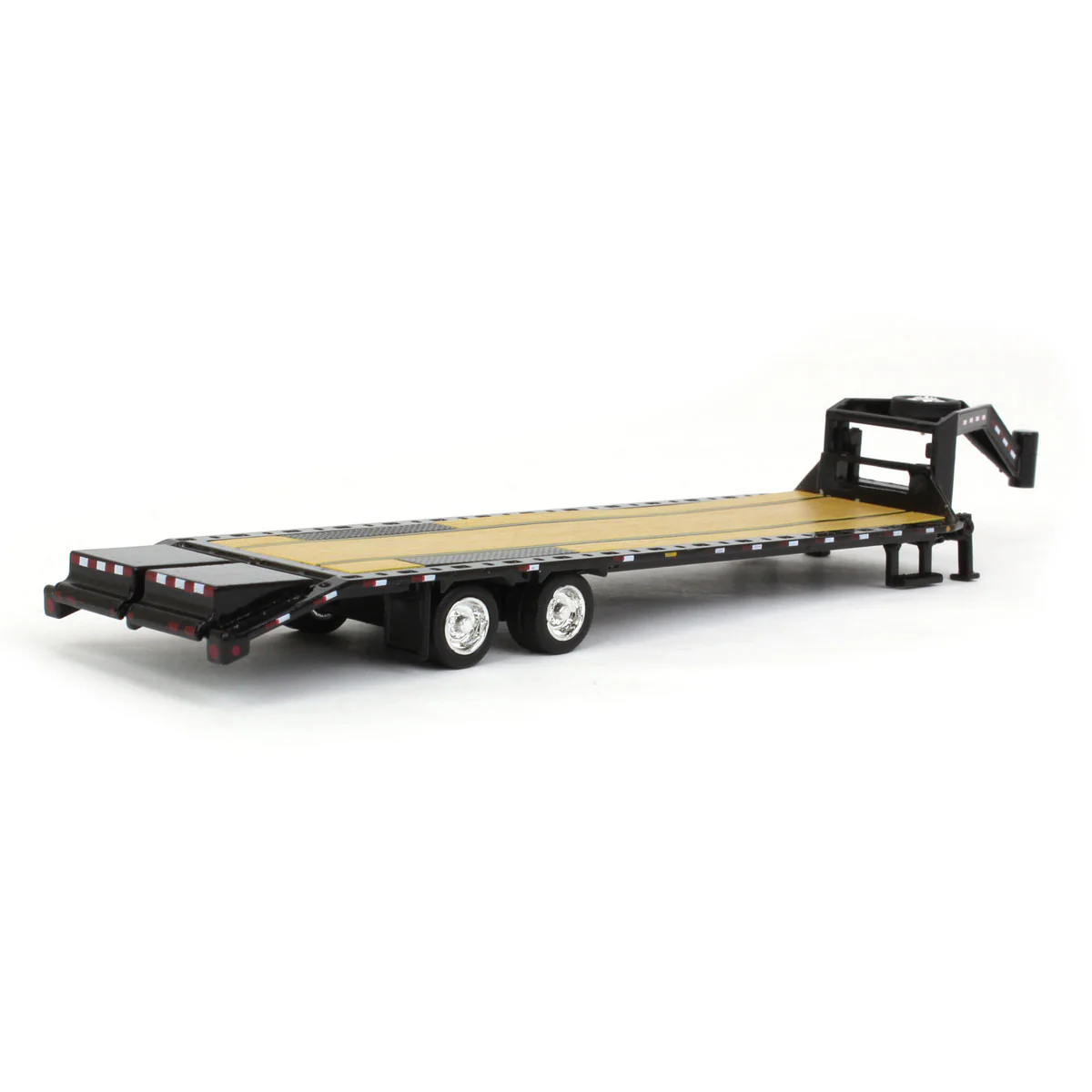 1/64 Black Gooseneck Trailer with Red & White Conspicuity Stripes - Image 3