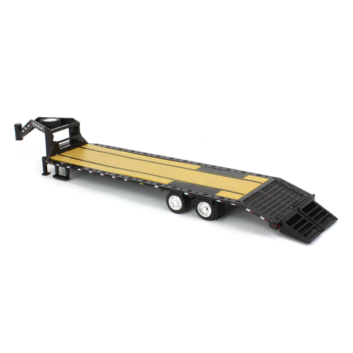 1/64 Black Gooseneck Trailer with Red & White Conspicuity Stripes - Image 4