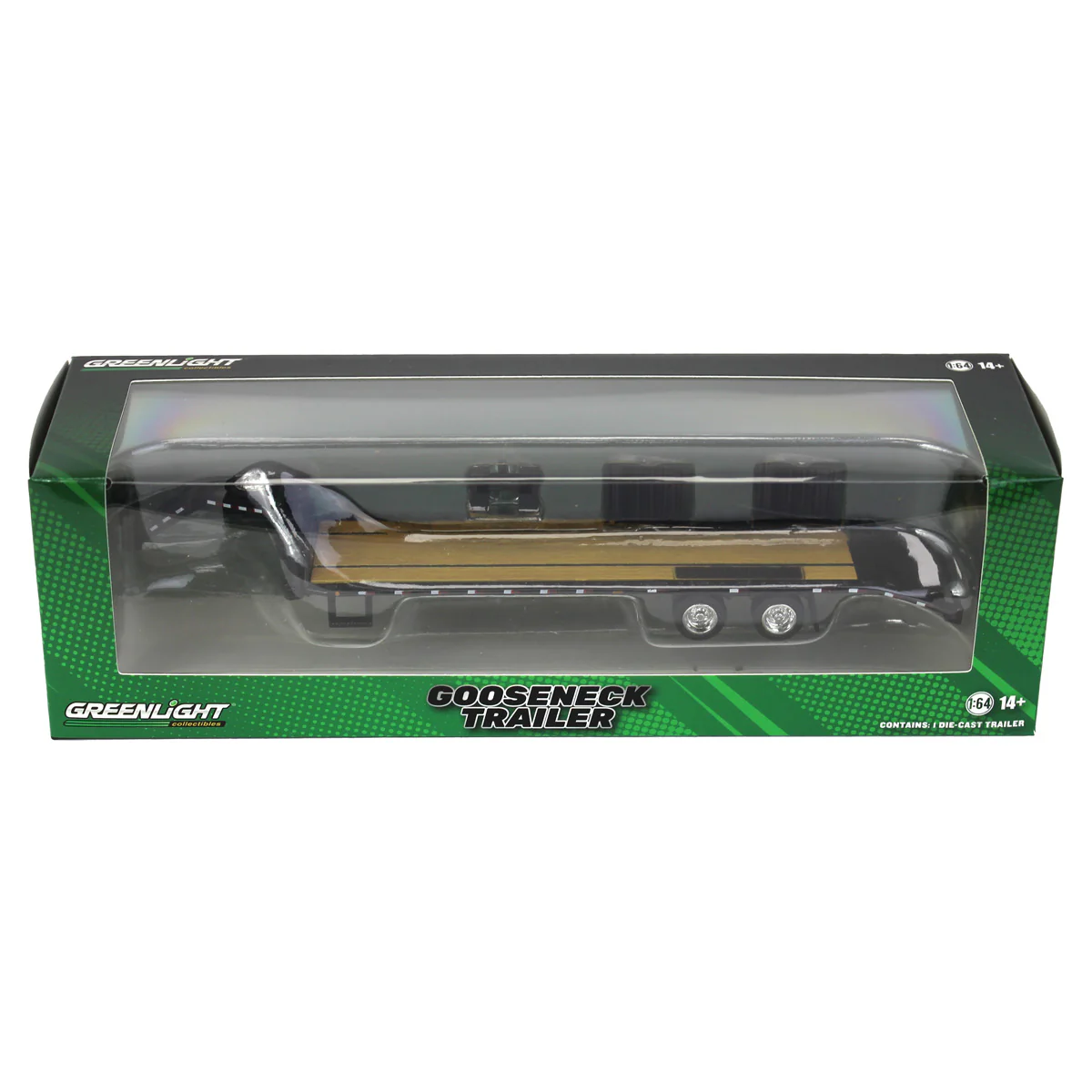 1/64 Black Gooseneck Trailer with Red & White Conspicuity Stripes - Image 5