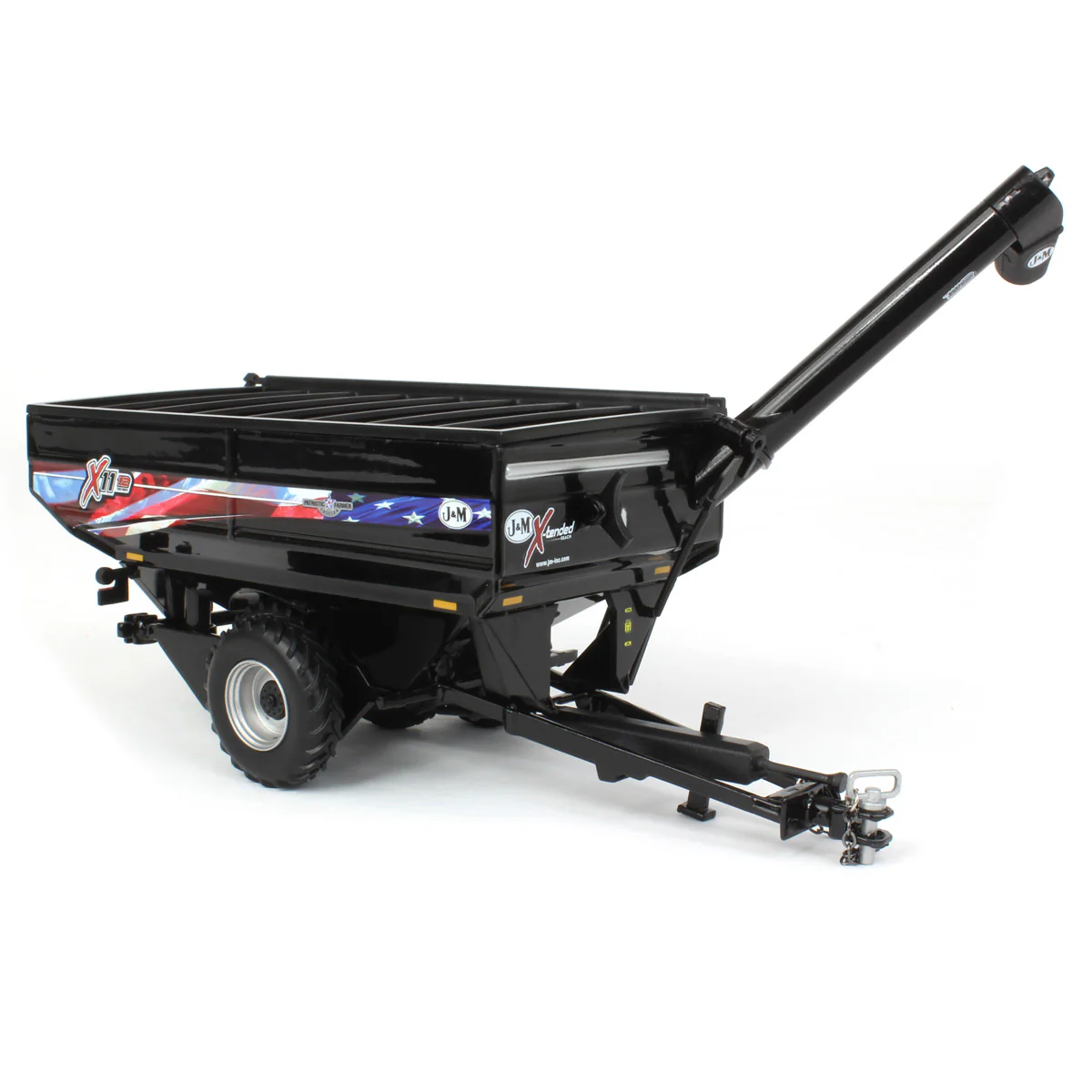 1/64 Black J&M 1112 X-Tended Reach Grain Cart with Duals & American Flag Decoration by SpecCast - Image 2