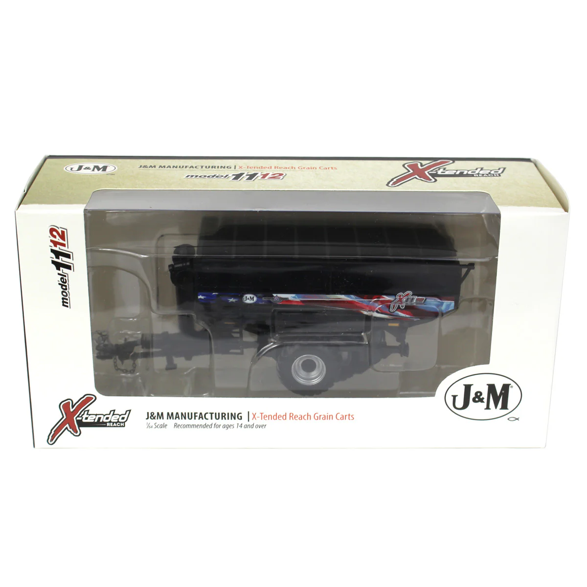 1/64 Black J&M 1112 X-Tended Reach Grain Cart with Duals & American Flag Decoration by SpecCast - Image 5