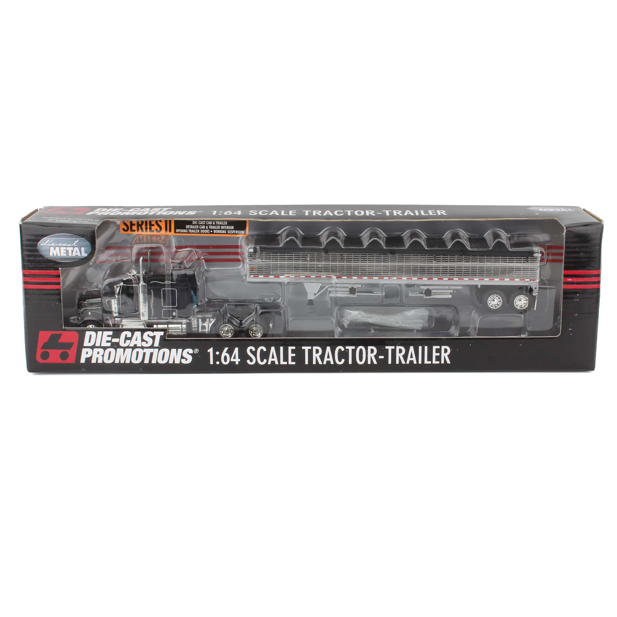 1/64 Black Kenworth W900 Semi Truck with Chrome Grain Trailer by DCP
