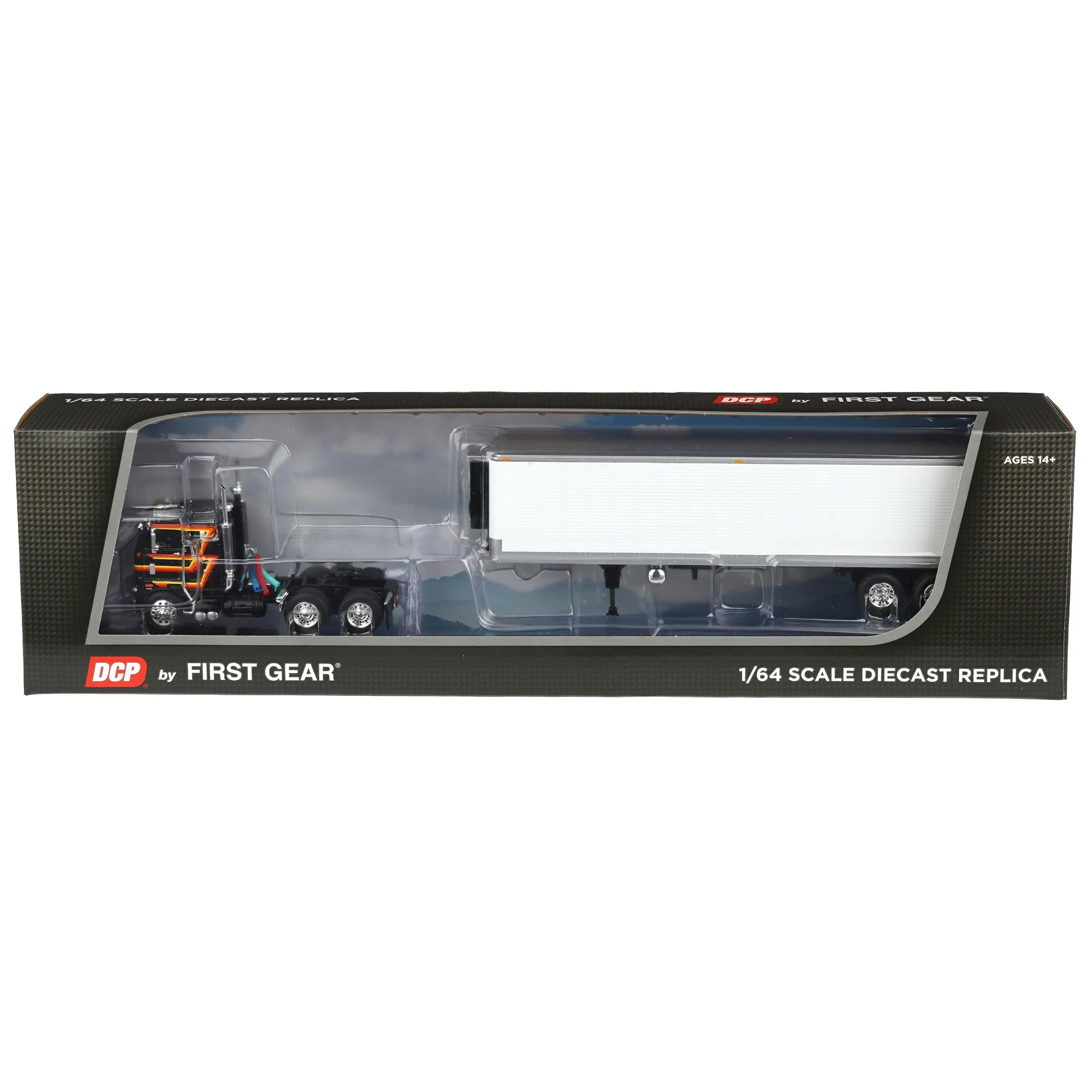 1/64 Black Peterbilt 352 COE 86in Sleeper with White 40ft Vintage Reefer Trailer, DCP by First Gear - Image 6