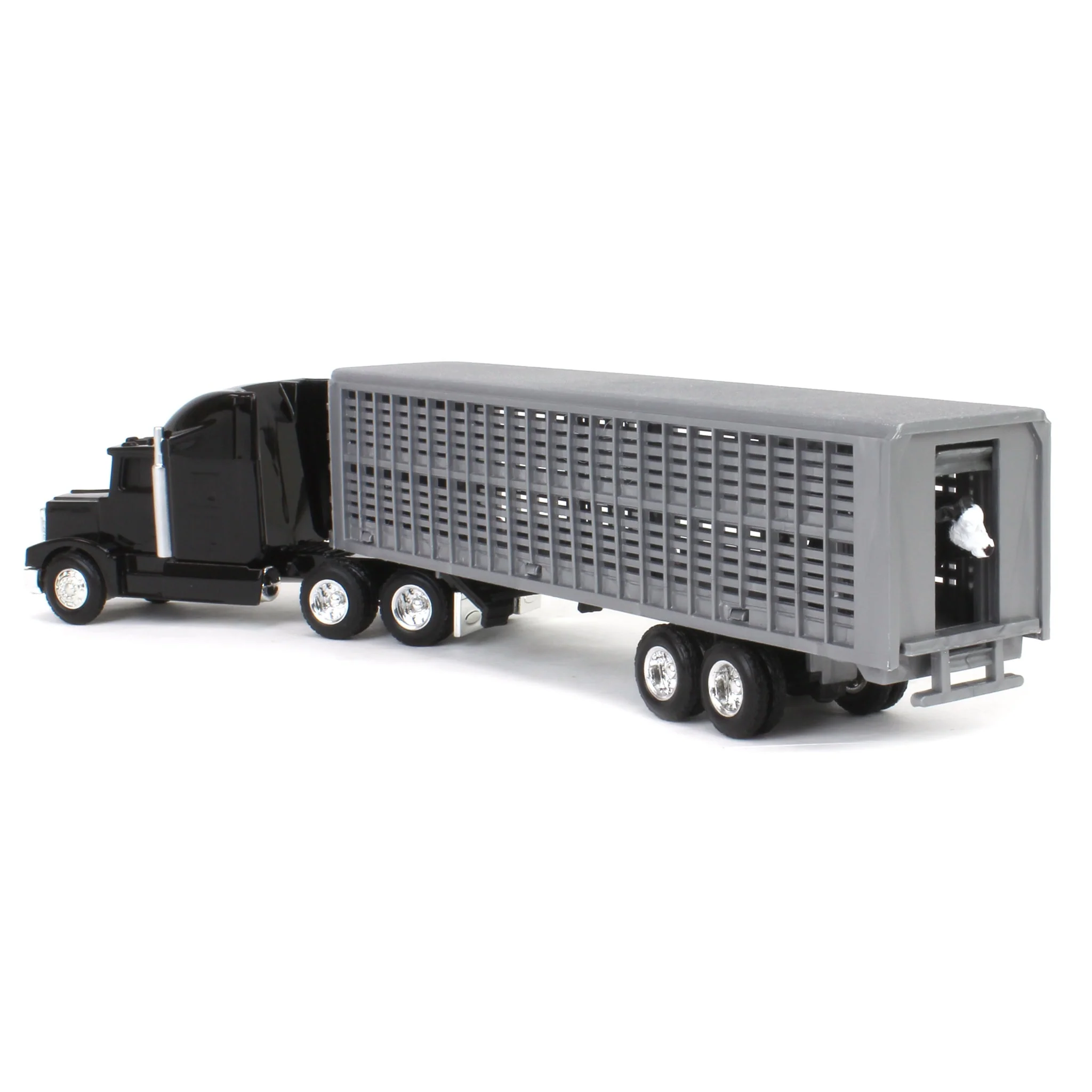 1/64 Black Semi Truck with Cattle Trailer & Cattle by ERTL - Image 4