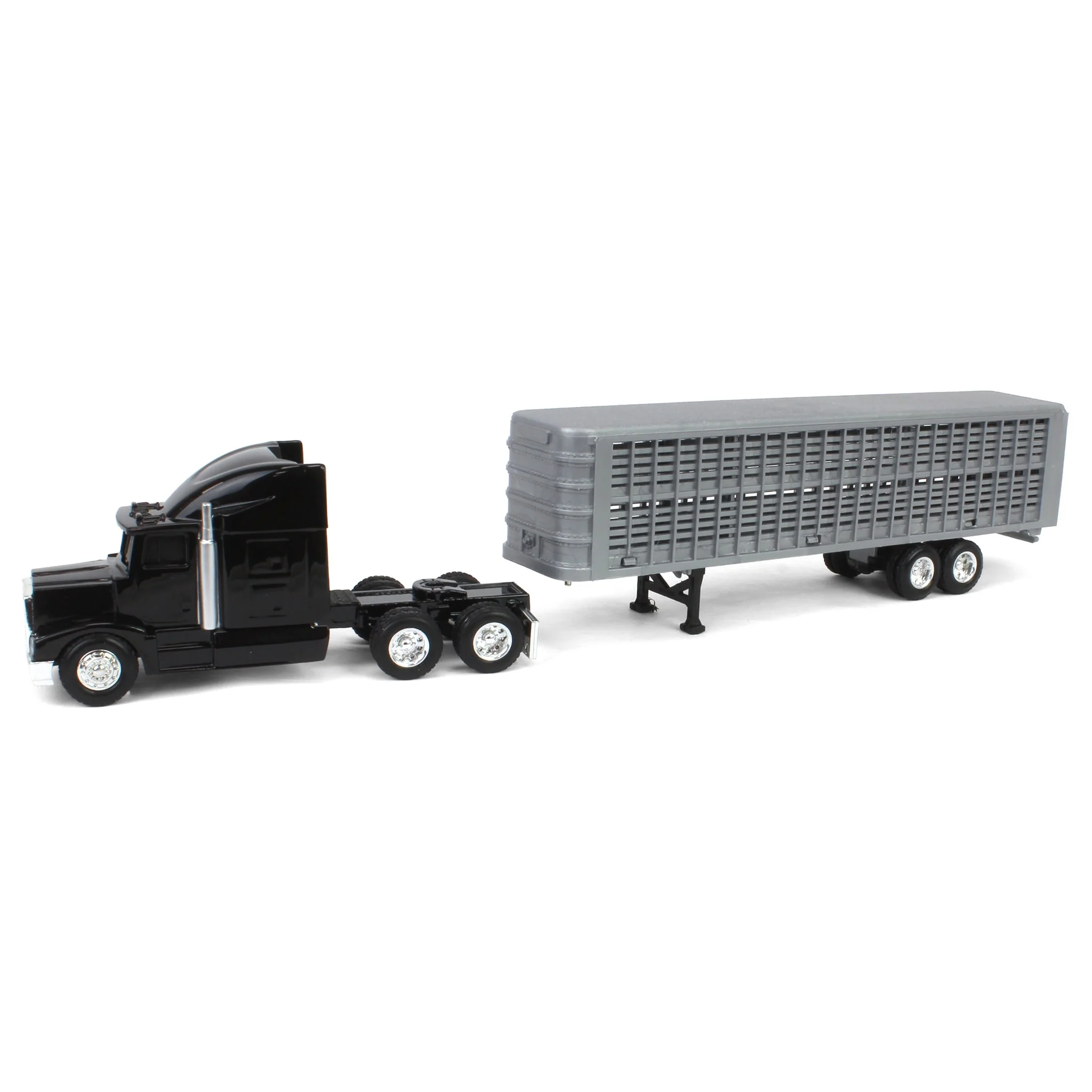 1/64 Black Semi Truck with Cattle Trailer & Cattle by ERTL - Image 5