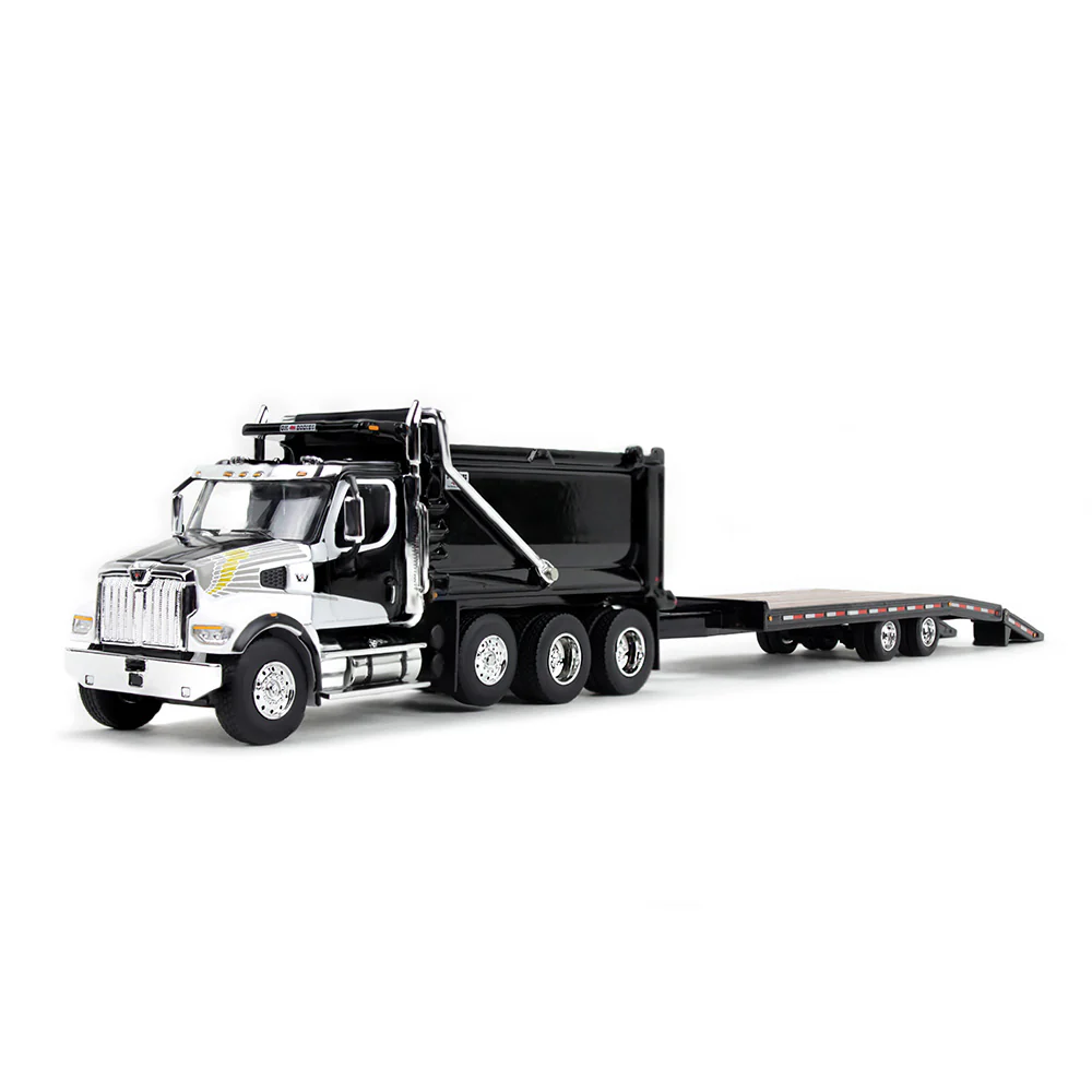 1/64 Black Western Star 49X with Ox Bodies Dump & Beaver Tail Trailer, DCP by First Gear
