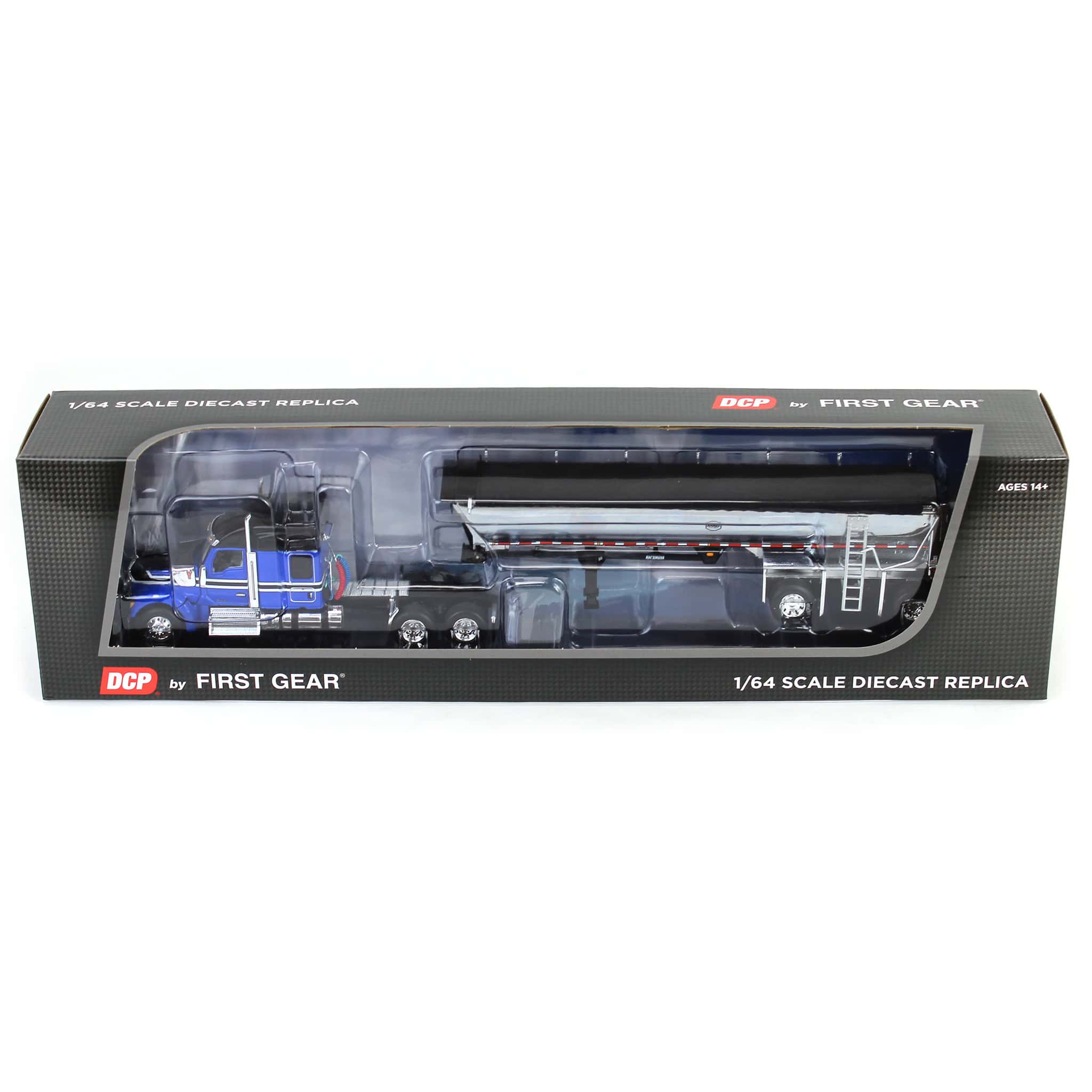 1/64 Blue & Black Kenworth W990 with Chrome MAC End Dump Trailer, DCP by First Gear - Image 5