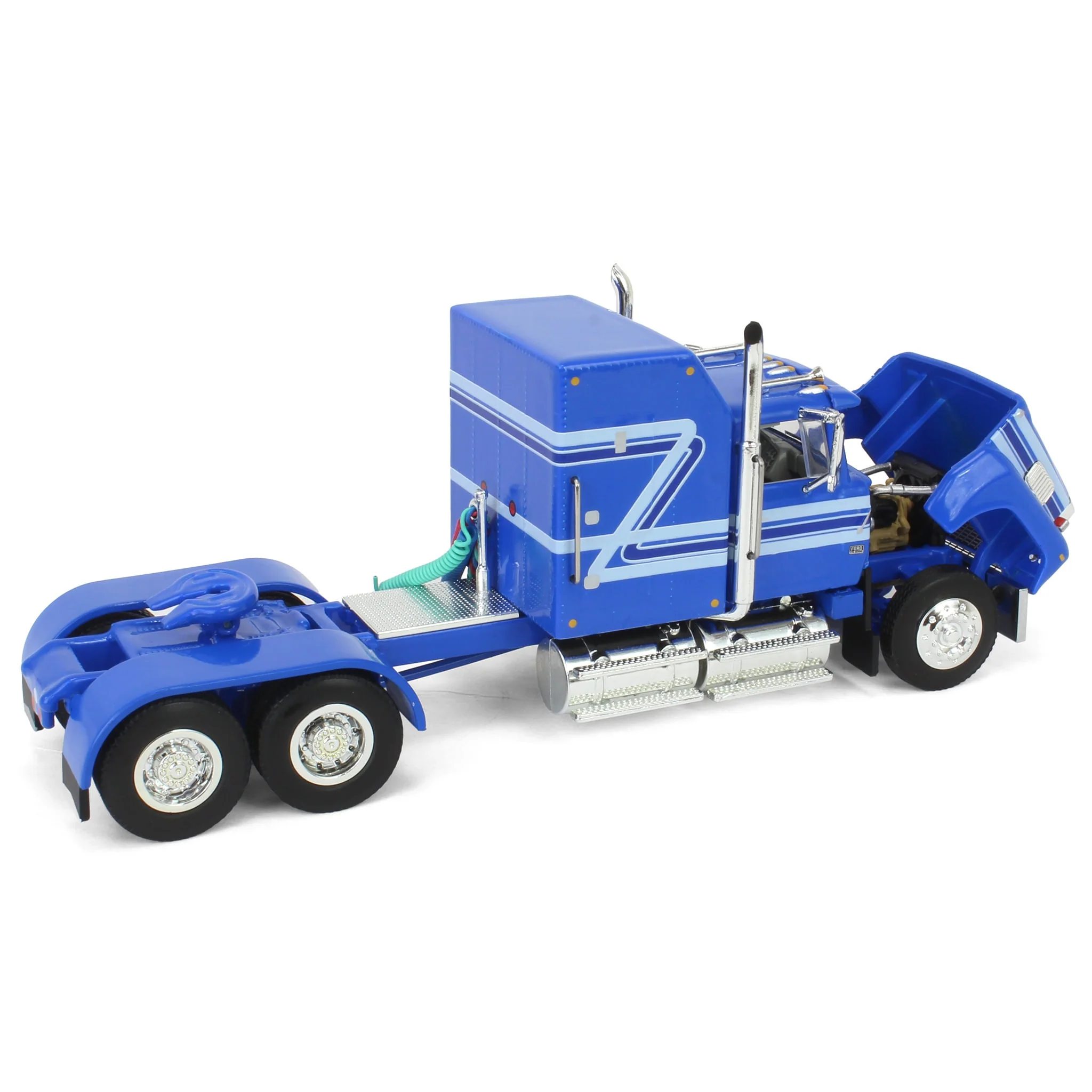 1/64 Blue Ford LTL 9000 60in Aerodyne Sleeper with Wilson Stockmaster PSAL Livestock Trailer, DCP by First Gear - Image 5