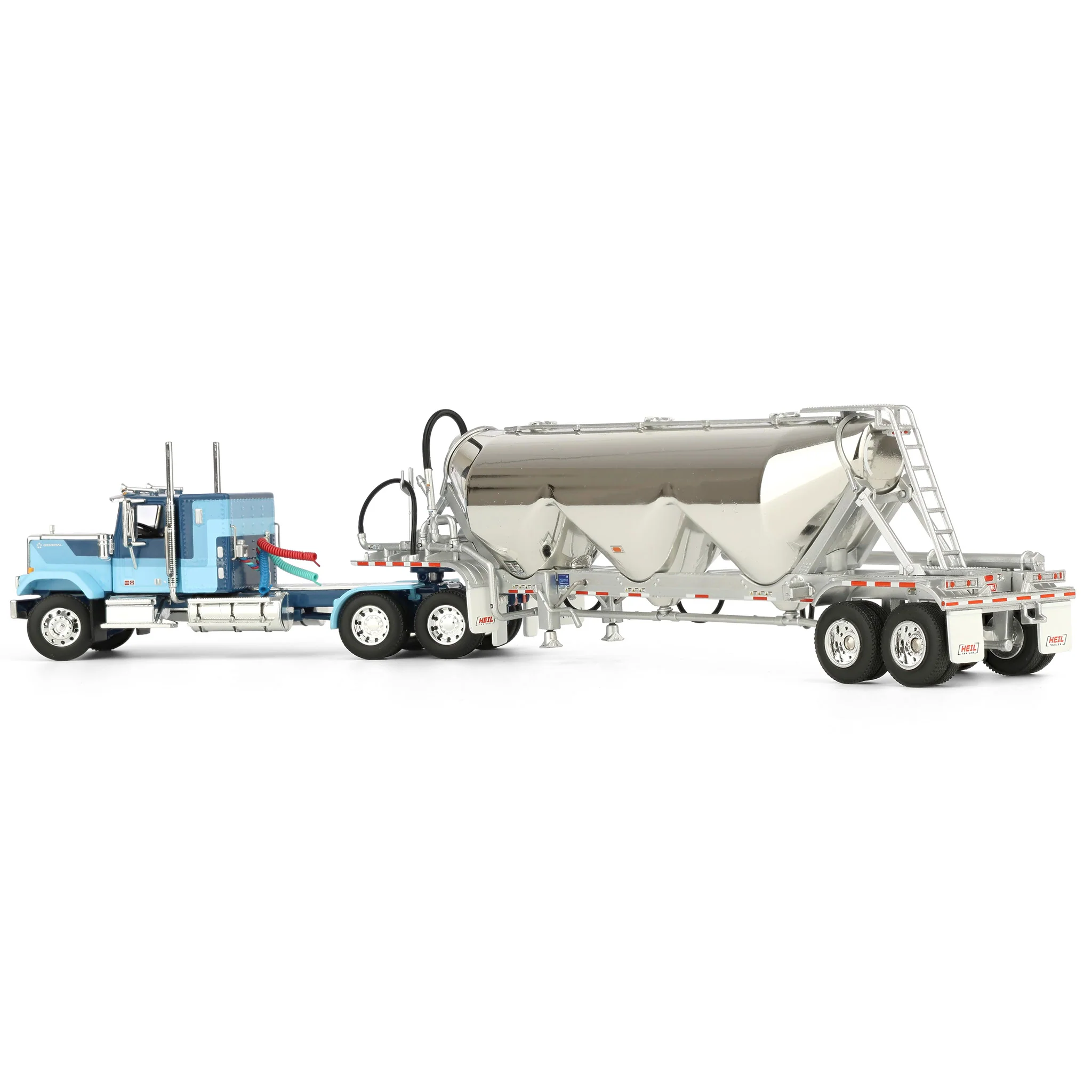 1/64 Blue GMC General with 34in Flattop Sleeper & Heil Pneumatic Tank Trailer, DCP by First Gear - Image 4