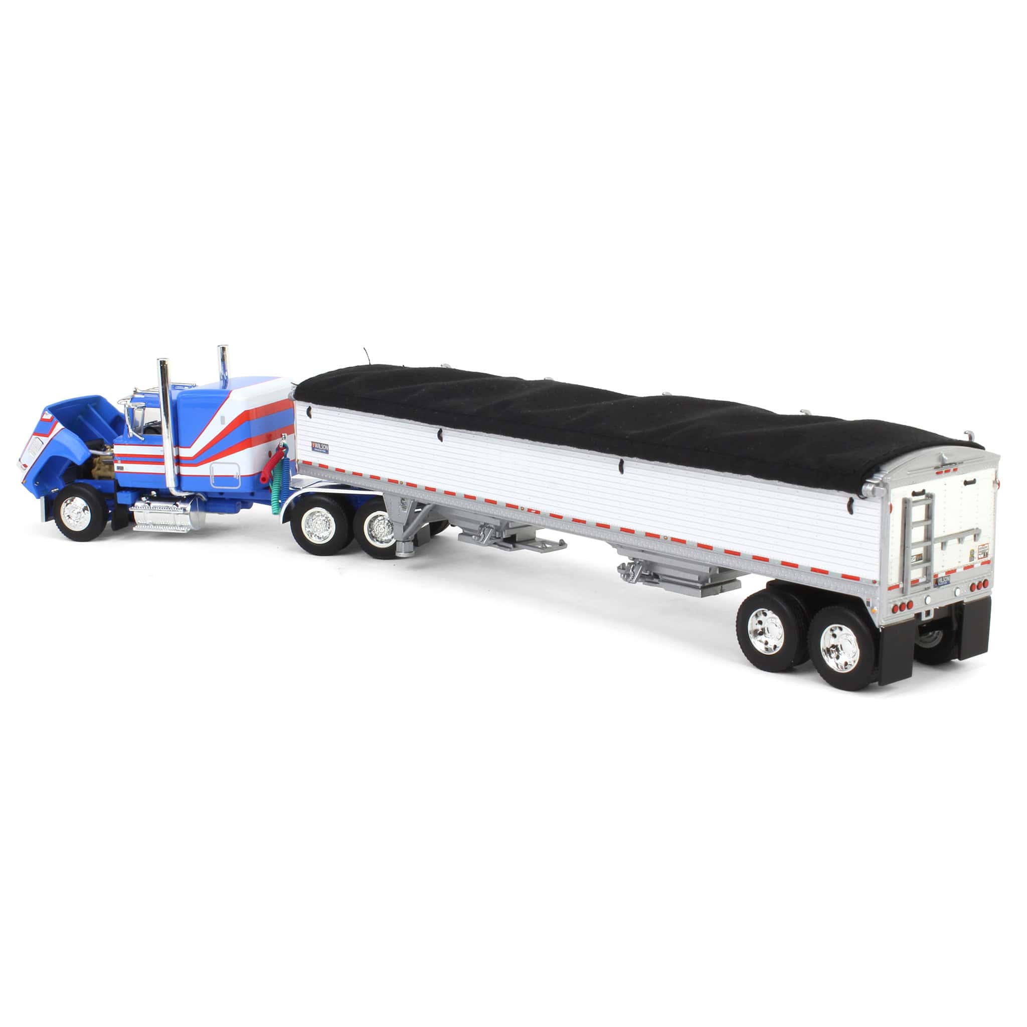 1/64 Blue & White Ford LTL 9000 with Wilson Grain Trailer, DCP by First Gear - Image 4