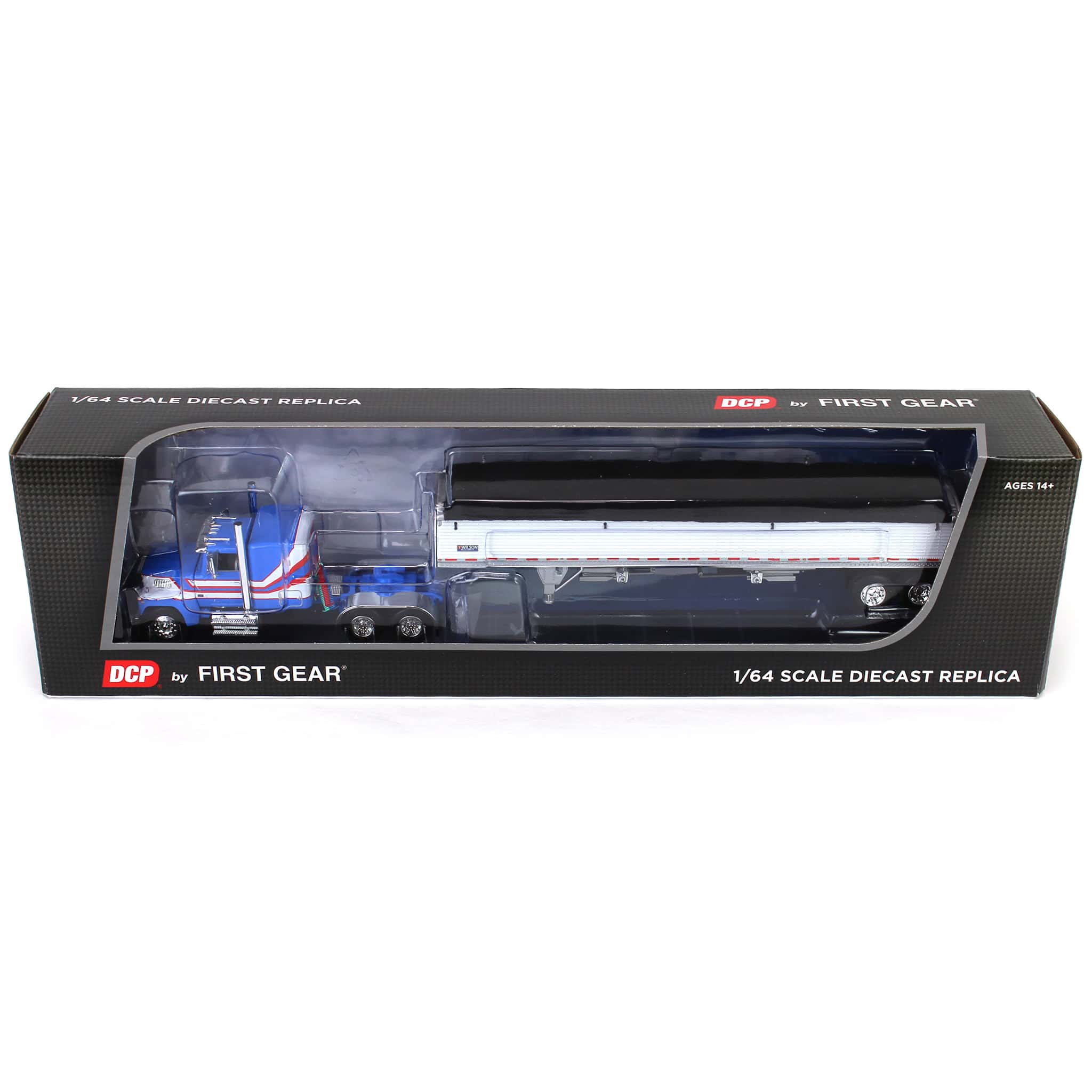 1/64 Blue & White Ford LTL 9000 with Wilson Grain Trailer, DCP by First Gear - Image 5