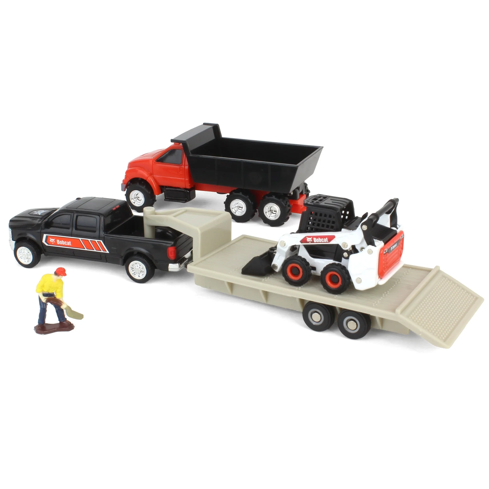 1/64 Bobcat 5 Piece Construction Set with Dump Truck, Gooseneck Trailer, Man & More! - Image 4