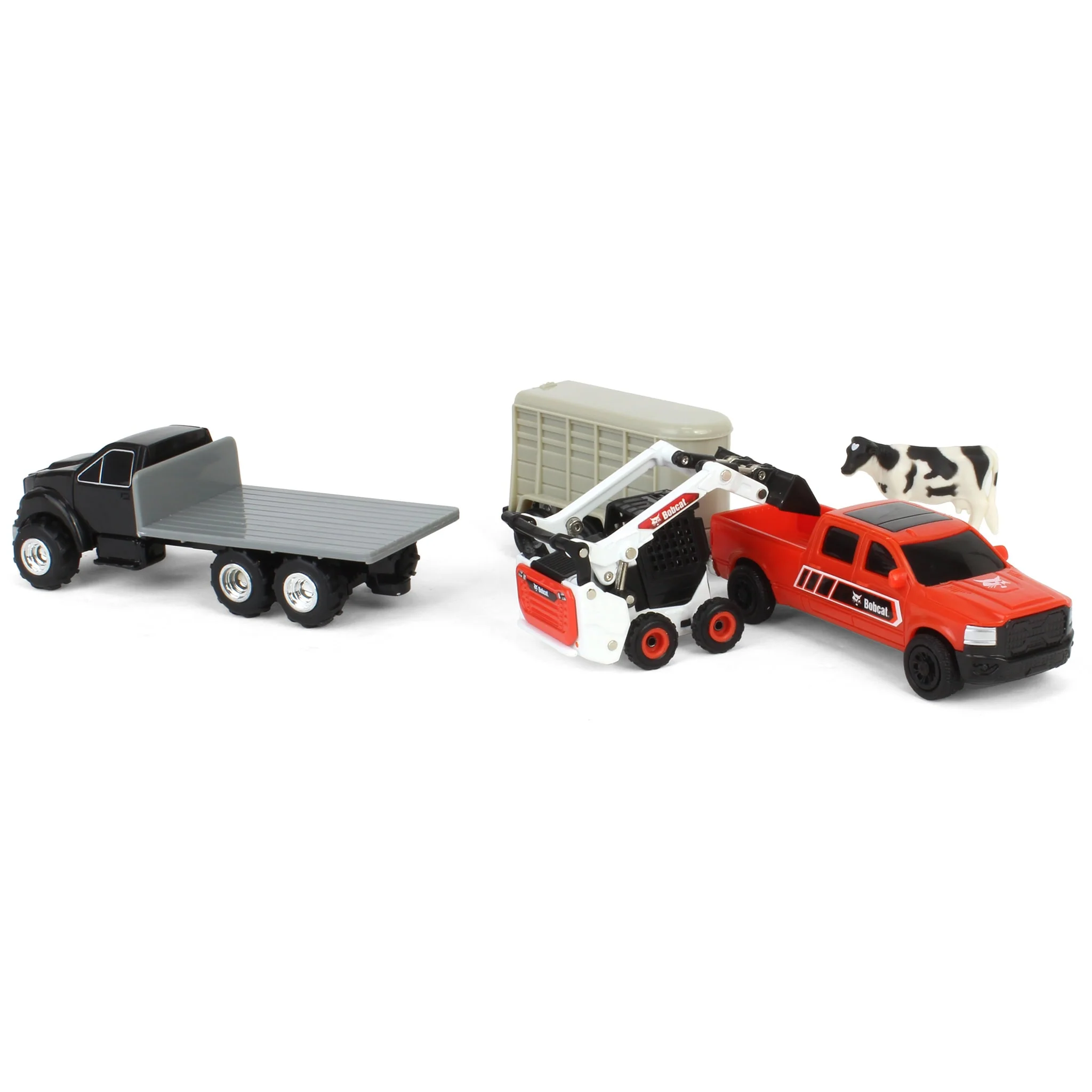 1/64 Bobcat 5 Piece Construction Set with Rollback, Livestock Trailer, Cow & More! - Image 4