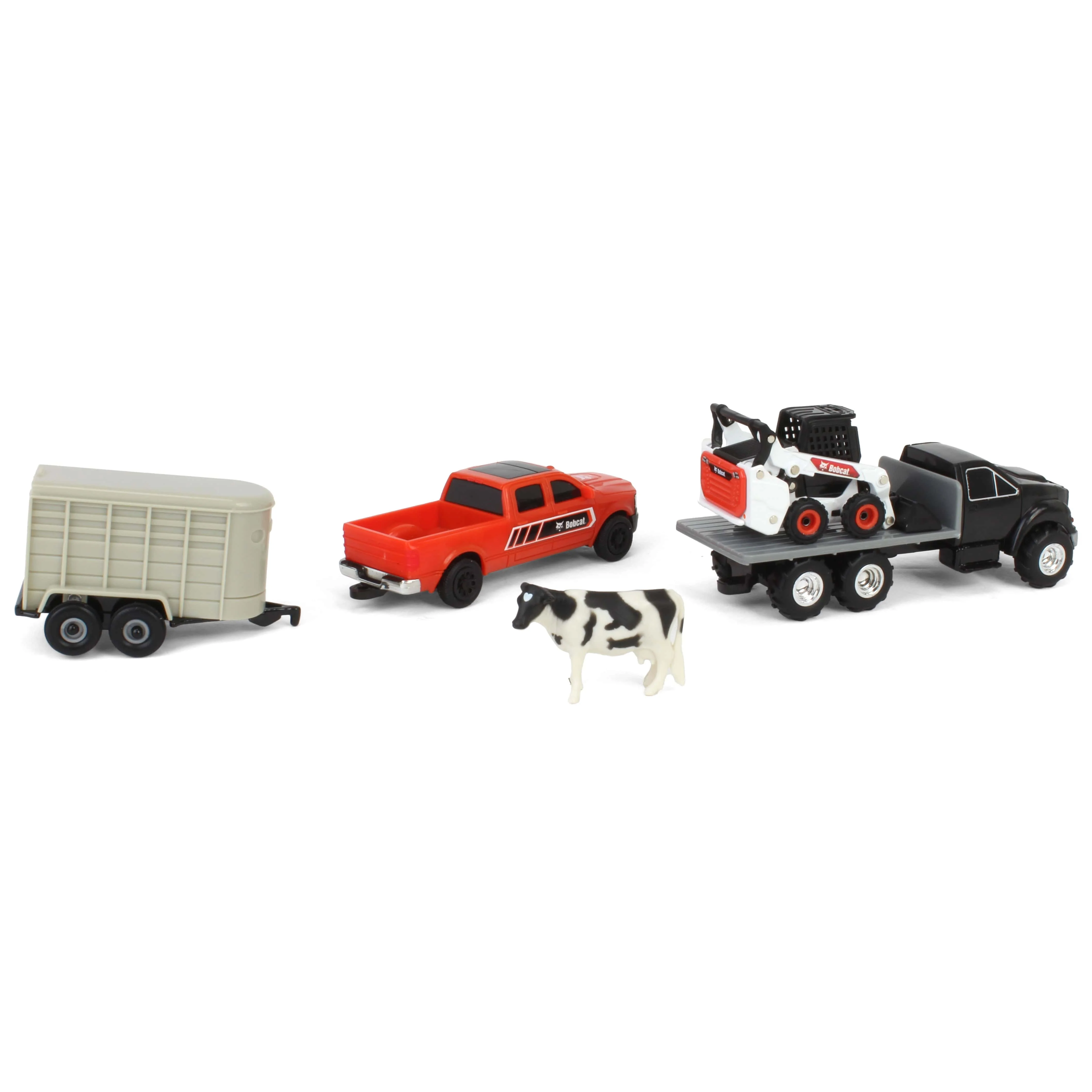 1/64 Bobcat 5 Piece Construction Set with Rollback, Livestock Trailer, Cow & More! - Image 5