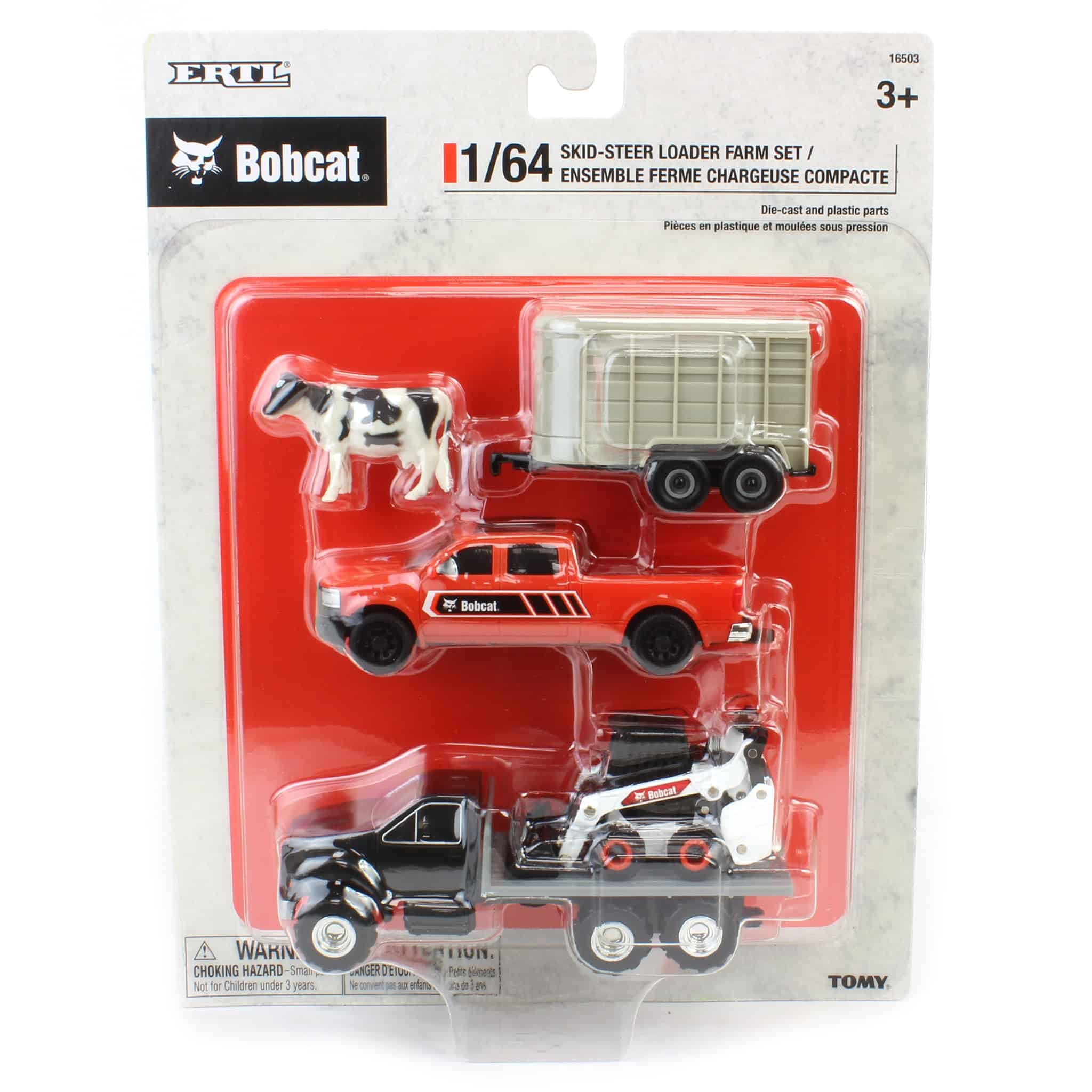 1/64 Bobcat 5 Piece Construction Set with Rollback, Livestock Trailer, Cow & More! - Image 6