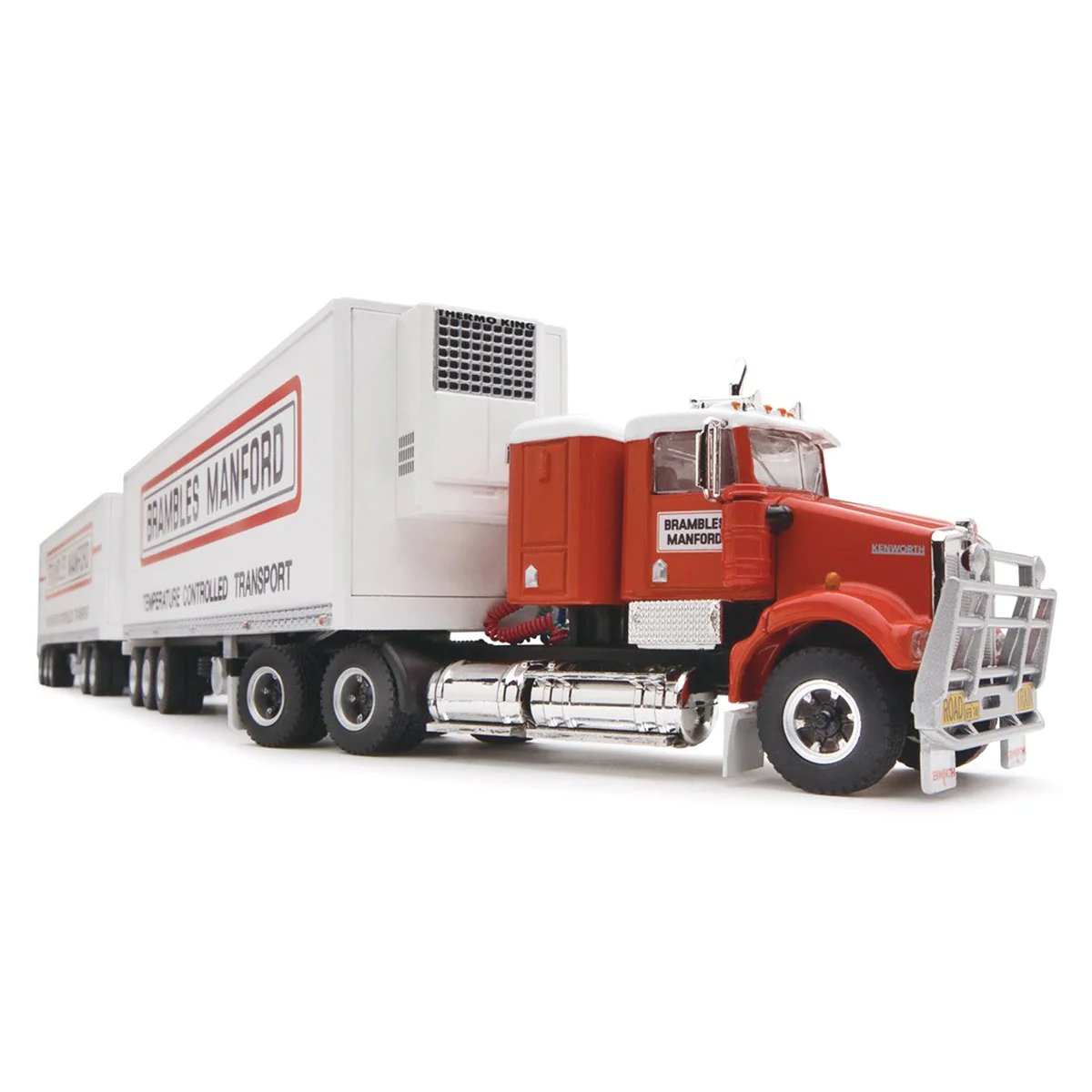 1/64 Brambles Manford Road Train with Kenworth Truck, Dolly & 2 Trailers by Highway Replicas