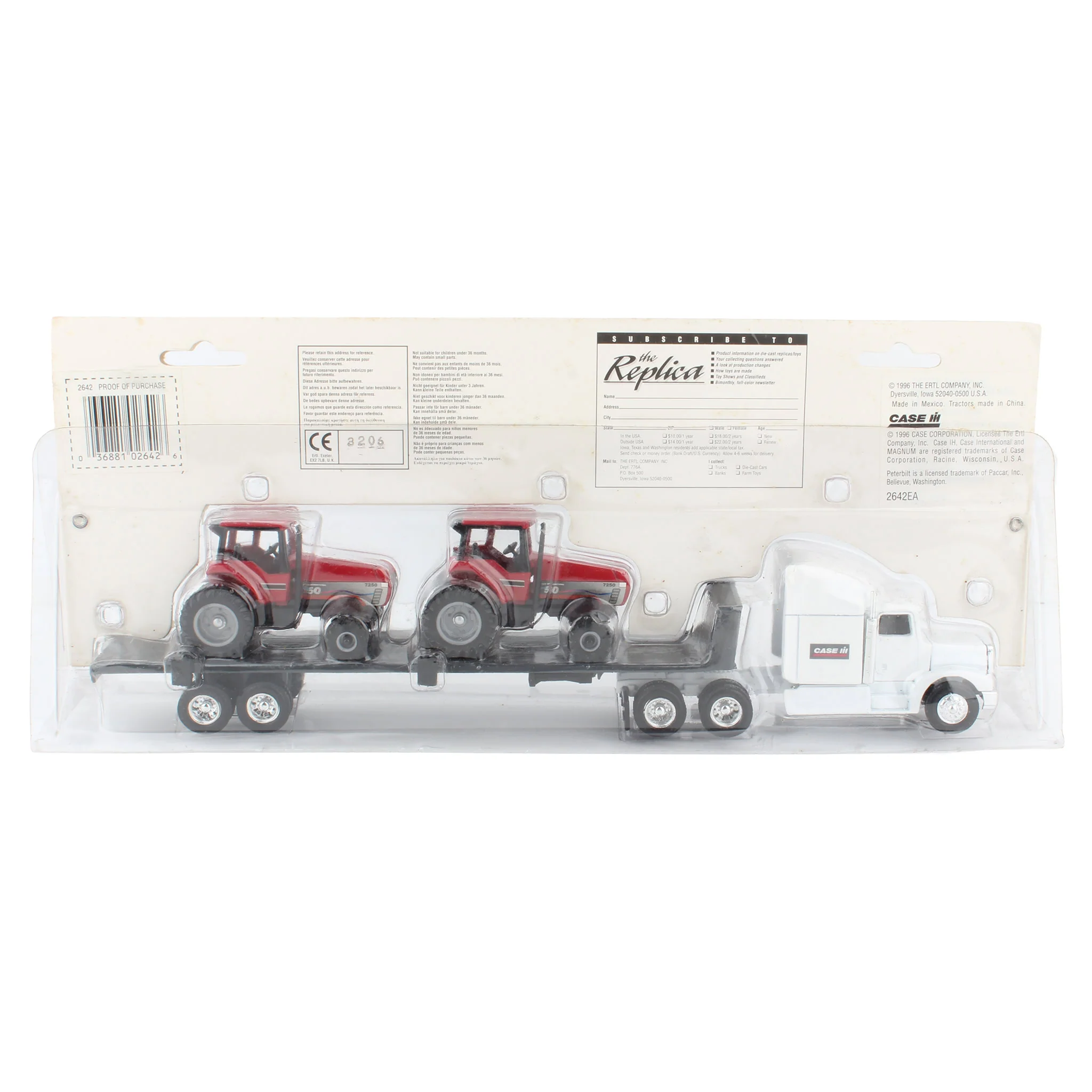 1/64 Case IH Equipment Hauling Set with Peterbilt Truck & 2 Case 7250 Mark 50 Magnum Tractors by ERTL - Image 2
