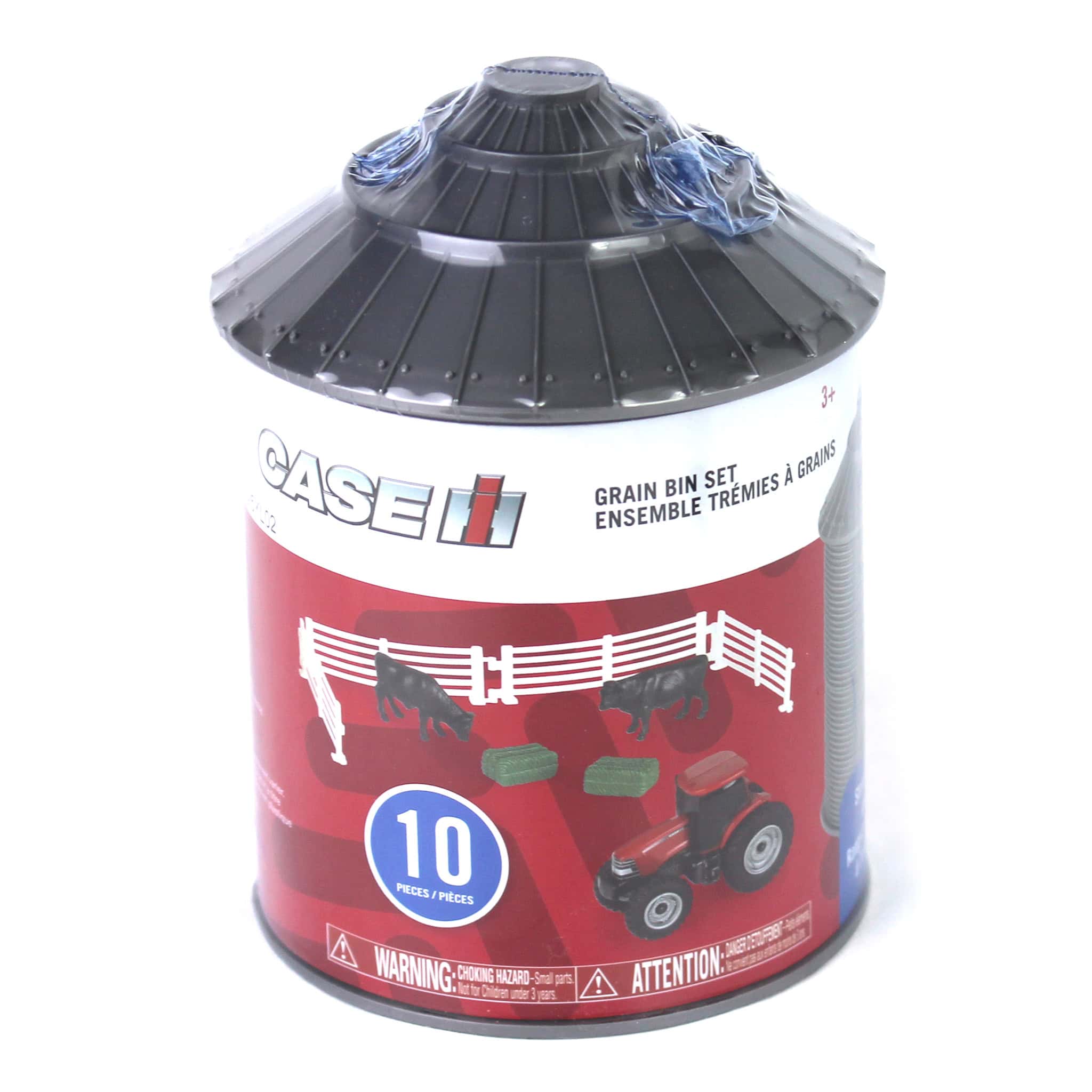 1/64 Case IH Grain Bin Set by ERTL with Tractor, Cattle, Hay Bales & Fence - Image 6