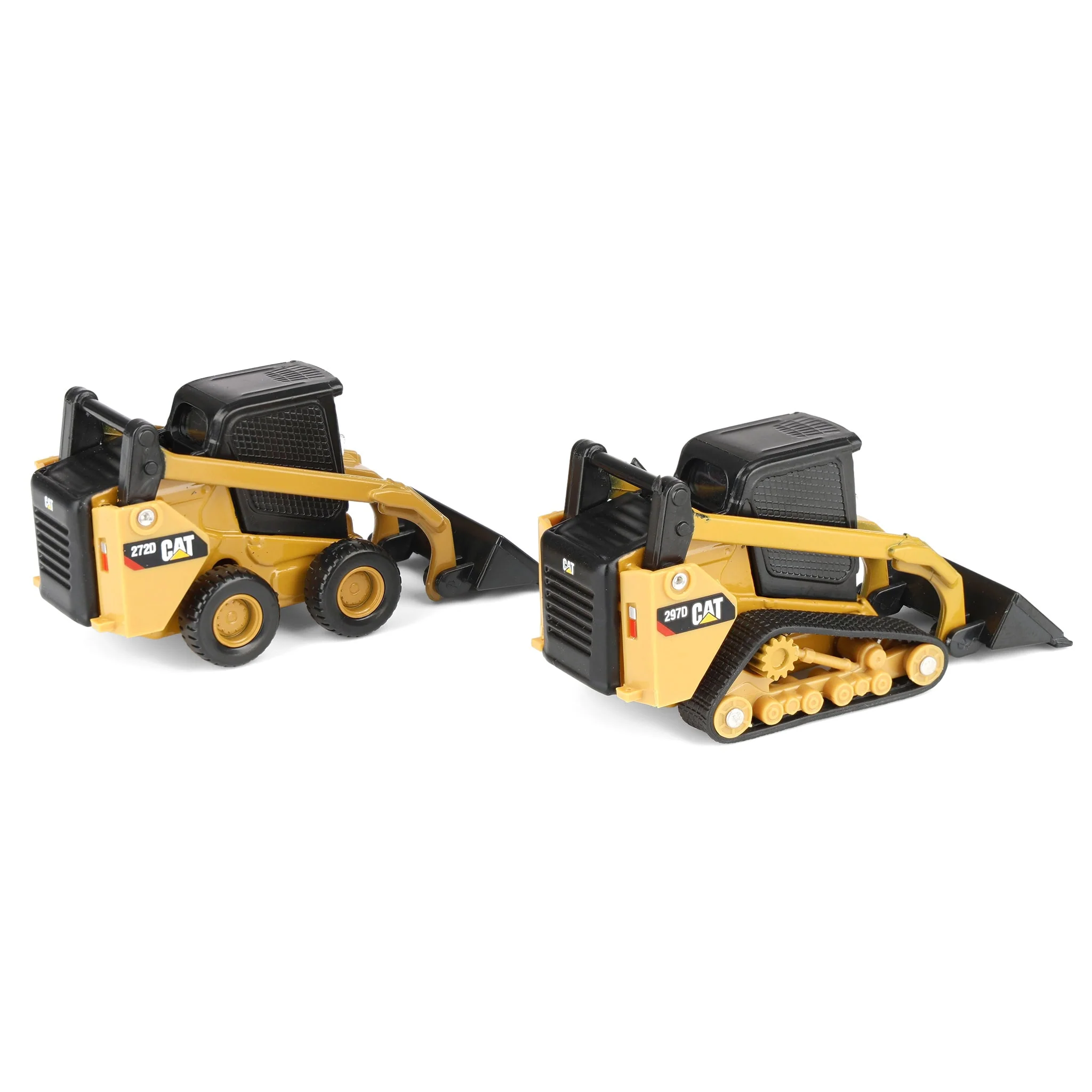 1/64 CAT 272 Skid Steer Loader & CAT 297D2 Compact Track Loader with Interchangeable Attachments by Diecast Masters - Image 5