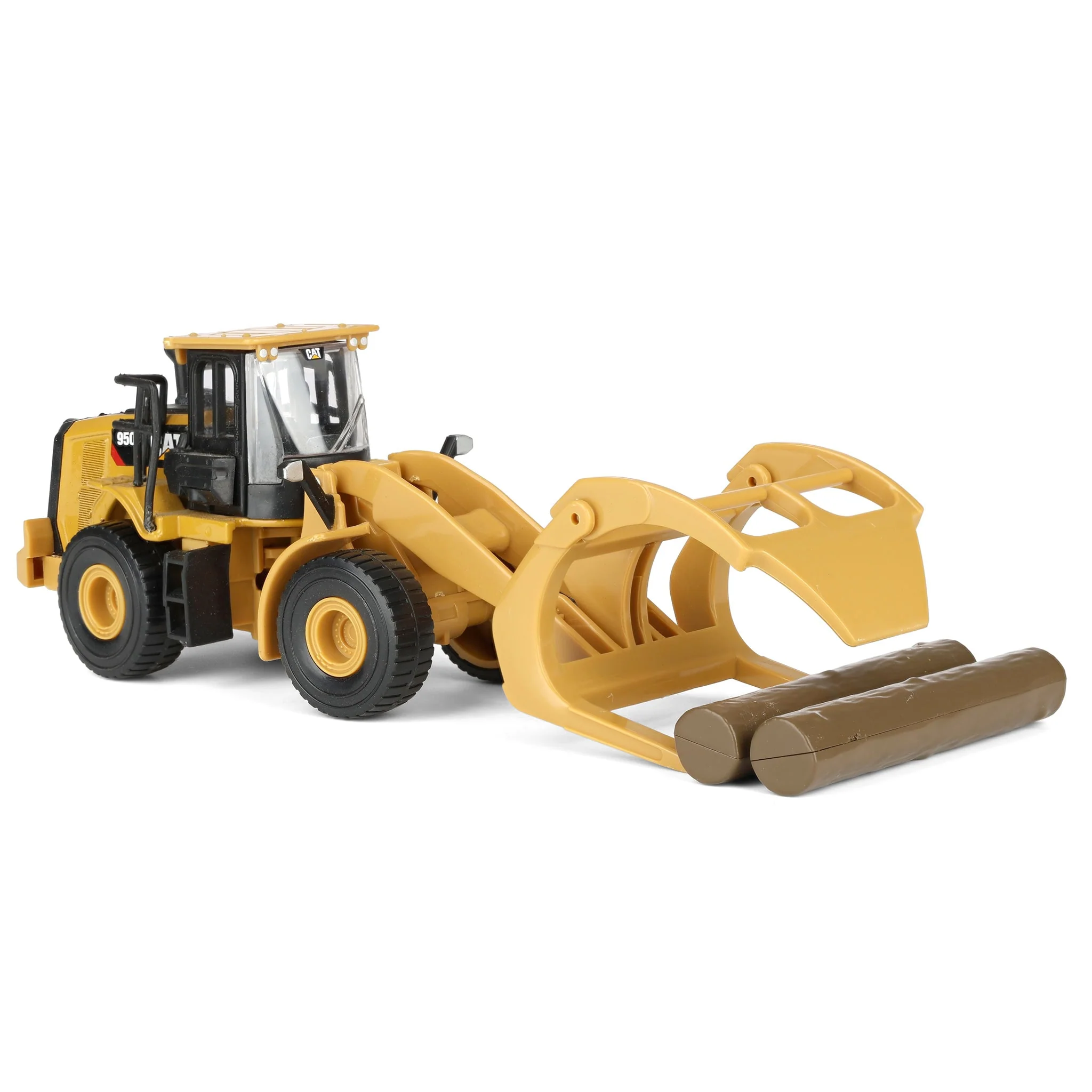 1/64 CAT 950M Wheel Loader with Log Fork and Logs by Diecast Masters - Image 2