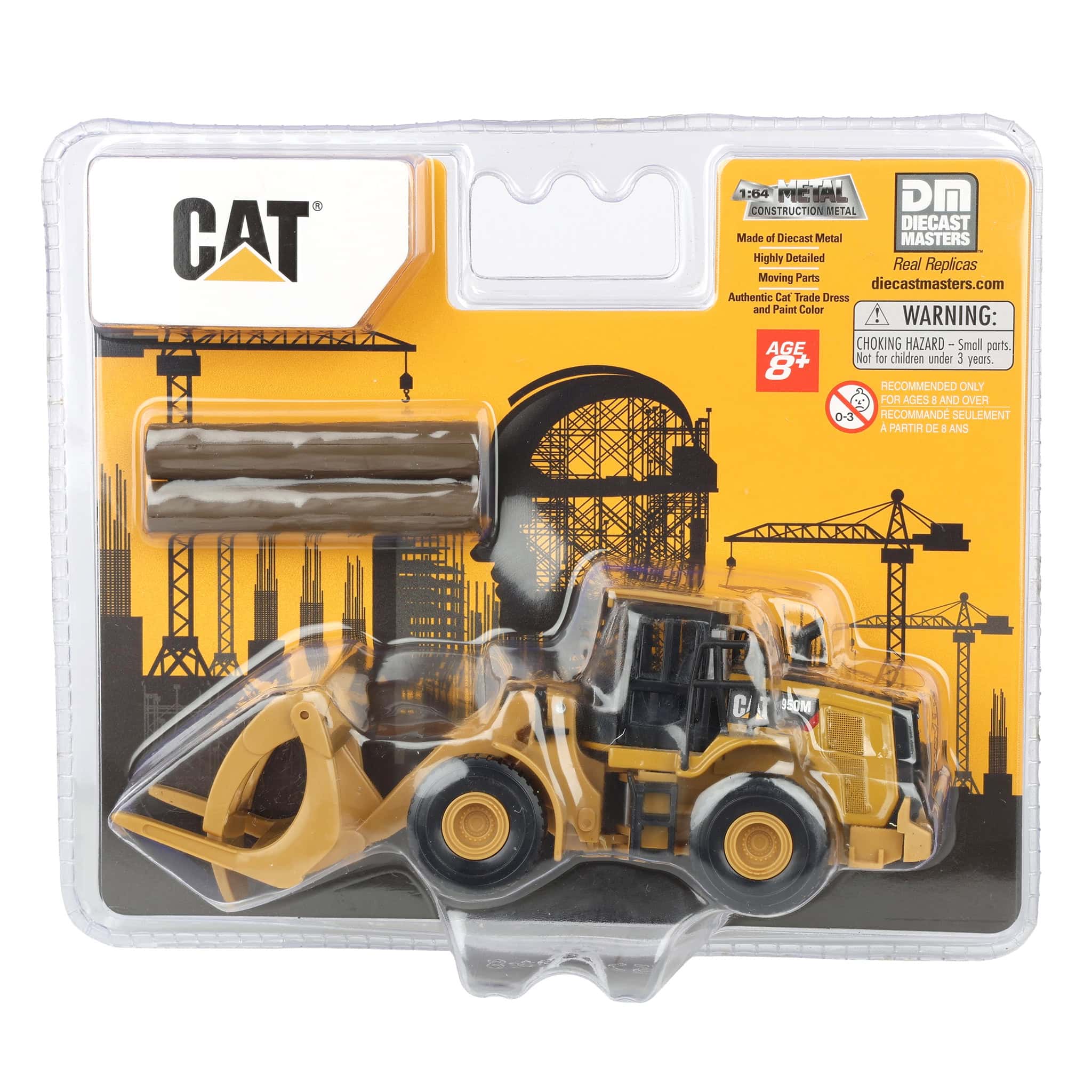 1/64 CAT 950M Wheel Loader with Log Fork and Logs by Diecast Masters - Image 6
