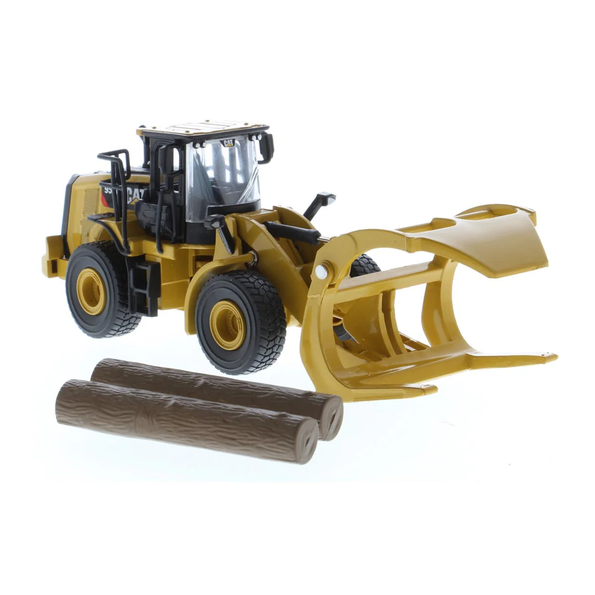1/64 Caterpillar 950M Wheel Loader with Log Fork, Bucket & 2 Log Poles, Diecast Masters Play & Collect - Image 3