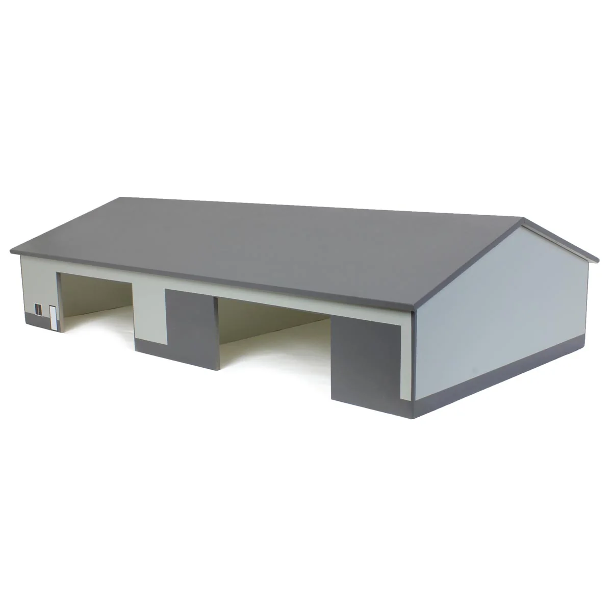 1/64 Dark & Light Gray 2 Door 70ft x 130ft Wooden Implement Pole Building with Divided Shop Area - Image 2