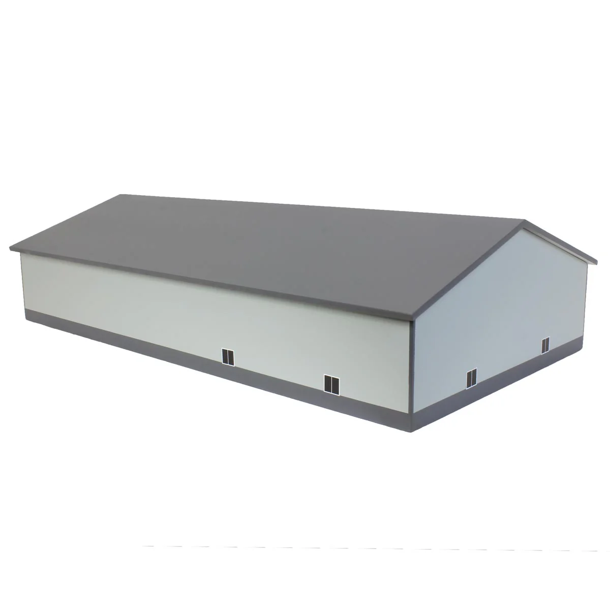 1/64 Dark & Light Gray 2 Door 70ft x 130ft Wooden Implement Pole Building with Divided Shop Area - Image 3