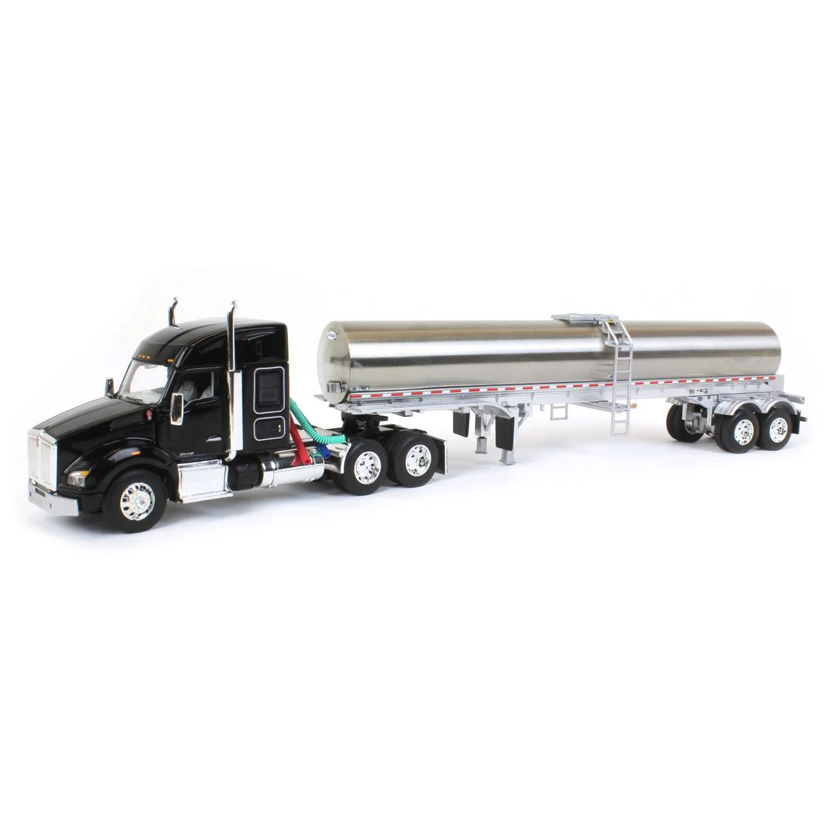 1/64 Black Kenworth T880 Semi Truck with Walker Milk Tanker by Die-Cast Promotions (DCP)