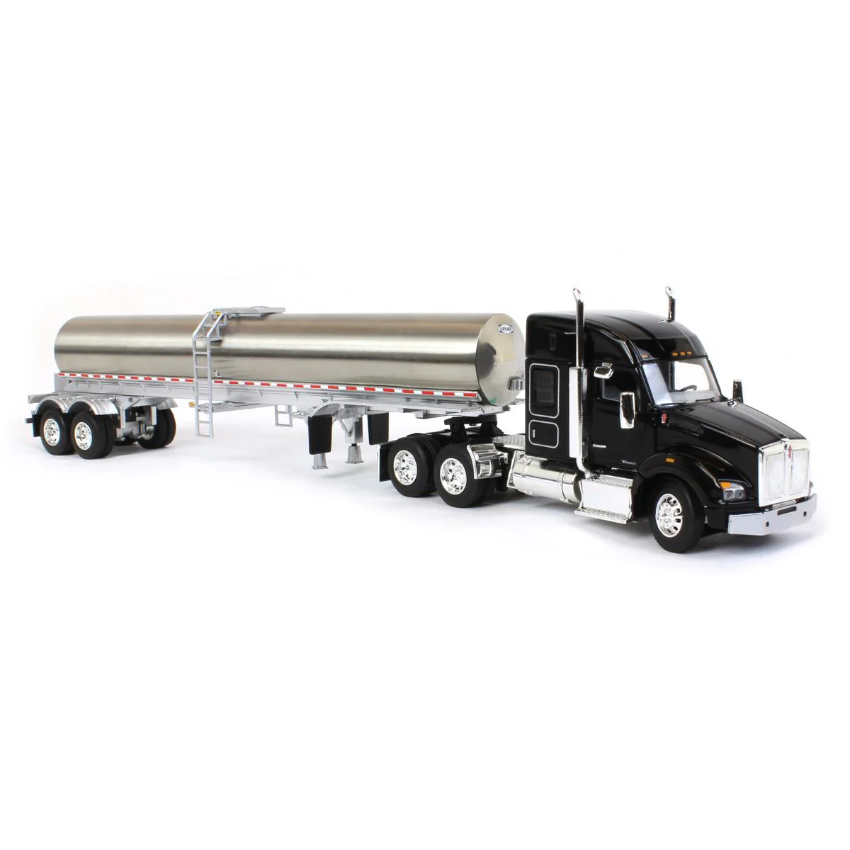 1/64 Black Kenworth T880 Semi Truck with Walker Milk Tanker by Die-Cast Promotions (DCP) - Image 2