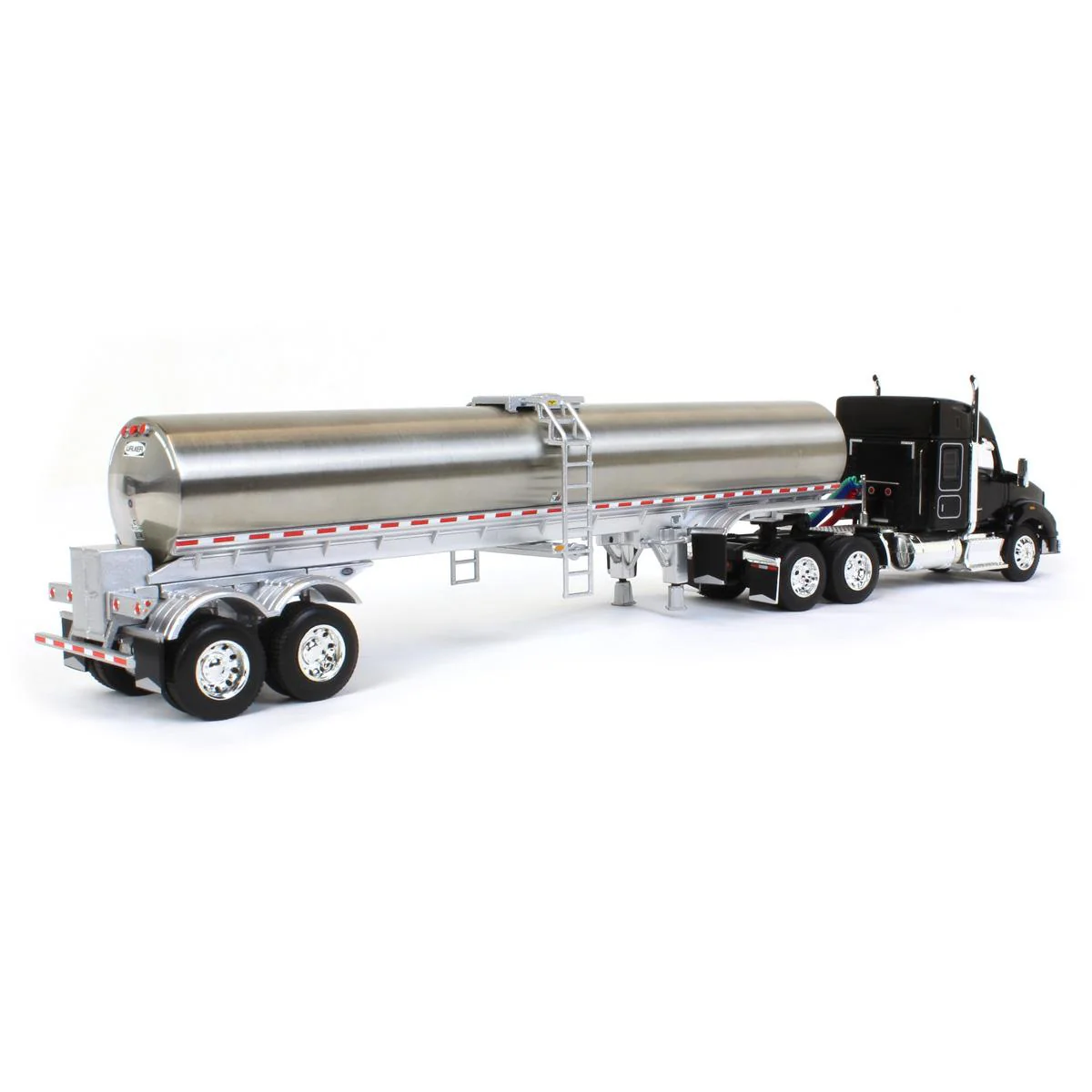 1/64 Black Kenworth T880 Semi Truck with Walker Milk Tanker by Die-Cast Promotions (DCP) - Image 3