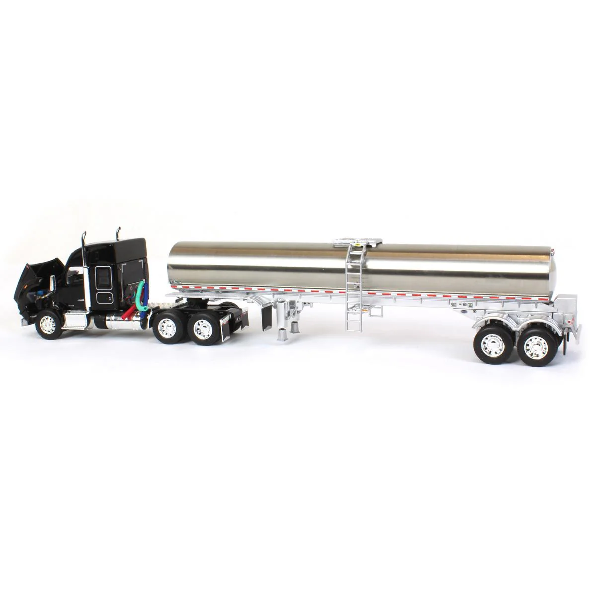 1/64 Black Kenworth T880 Semi Truck with Walker Milk Tanker by Die-Cast Promotions (DCP) - Image 4