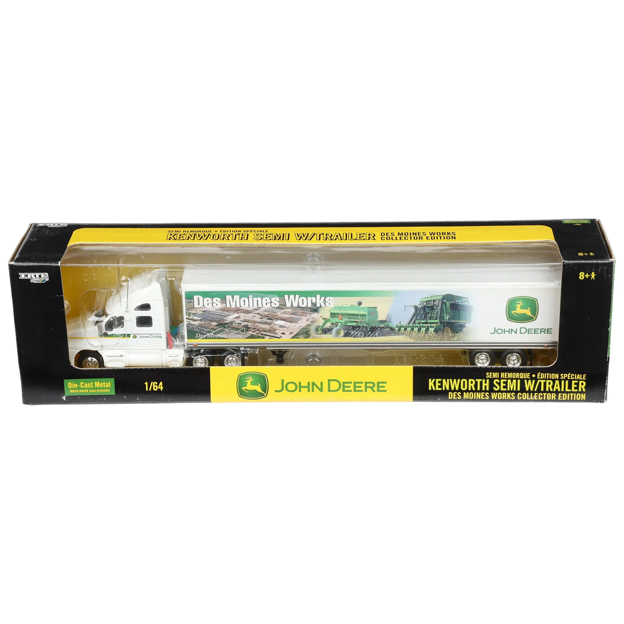 1/64 John Deere Kenworth Semi Truck with Box Trailer, Des Moines Works Collector Edition, 3rd in Series, by ERTL - Image 2