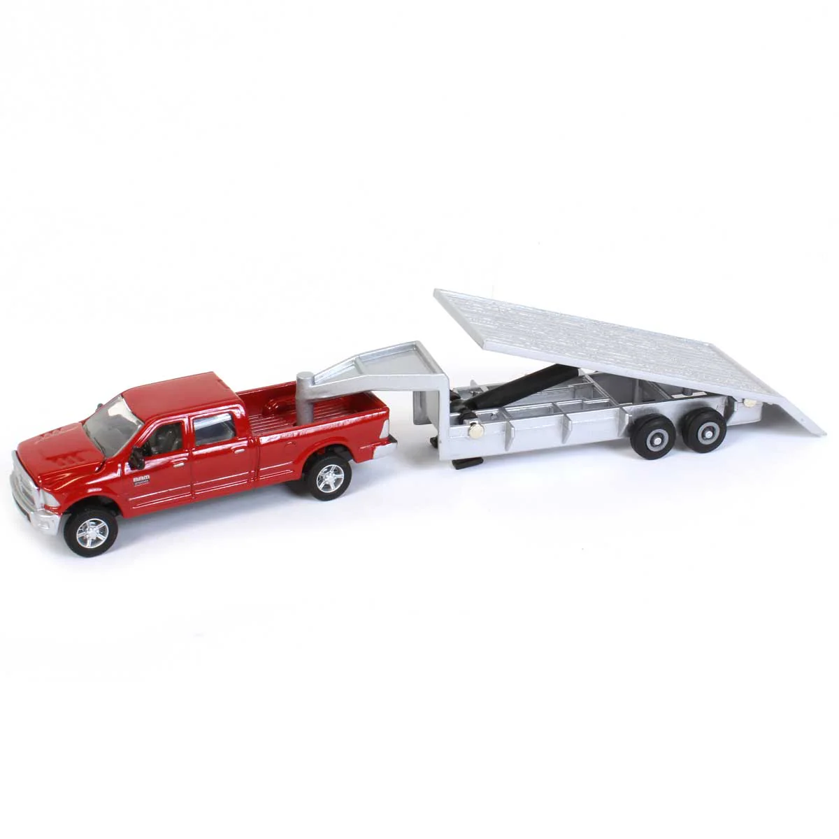 1/64 Dodge RAM Pickup Truck with Gooseneck Trailer & Bales by ERTL - Image 2