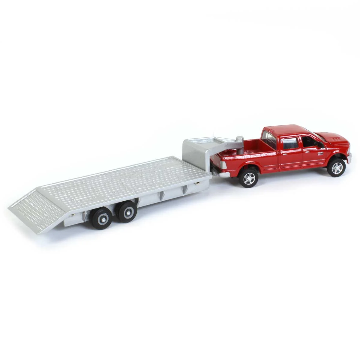 1/64 Dodge RAM Pickup Truck with Gooseneck Trailer & Bales by ERTL - Image 3