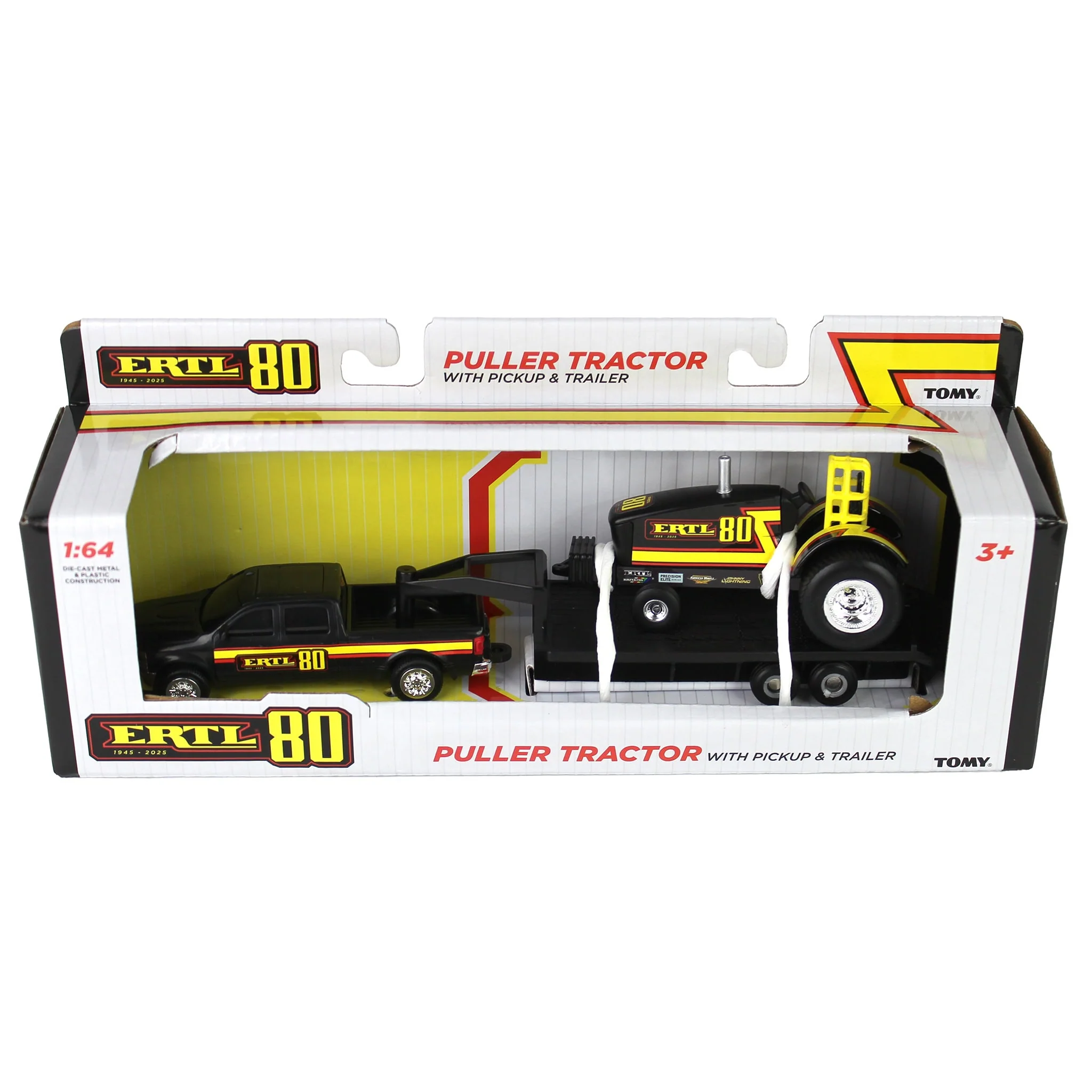 1/64 ERTL 80th Anniversary Pulling Tractor with Pickup Truck & Trailer - Image 10