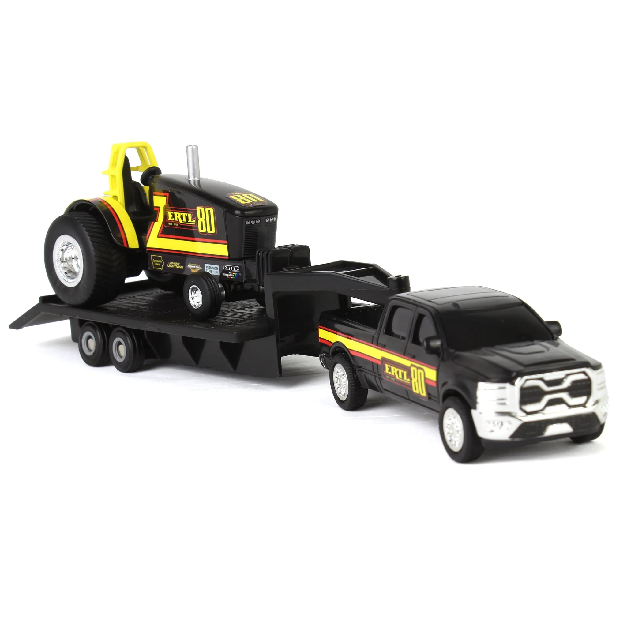 1/64 ERTL 80th Anniversary Pulling Tractor with Pickup Truck & Trailer - Image 2