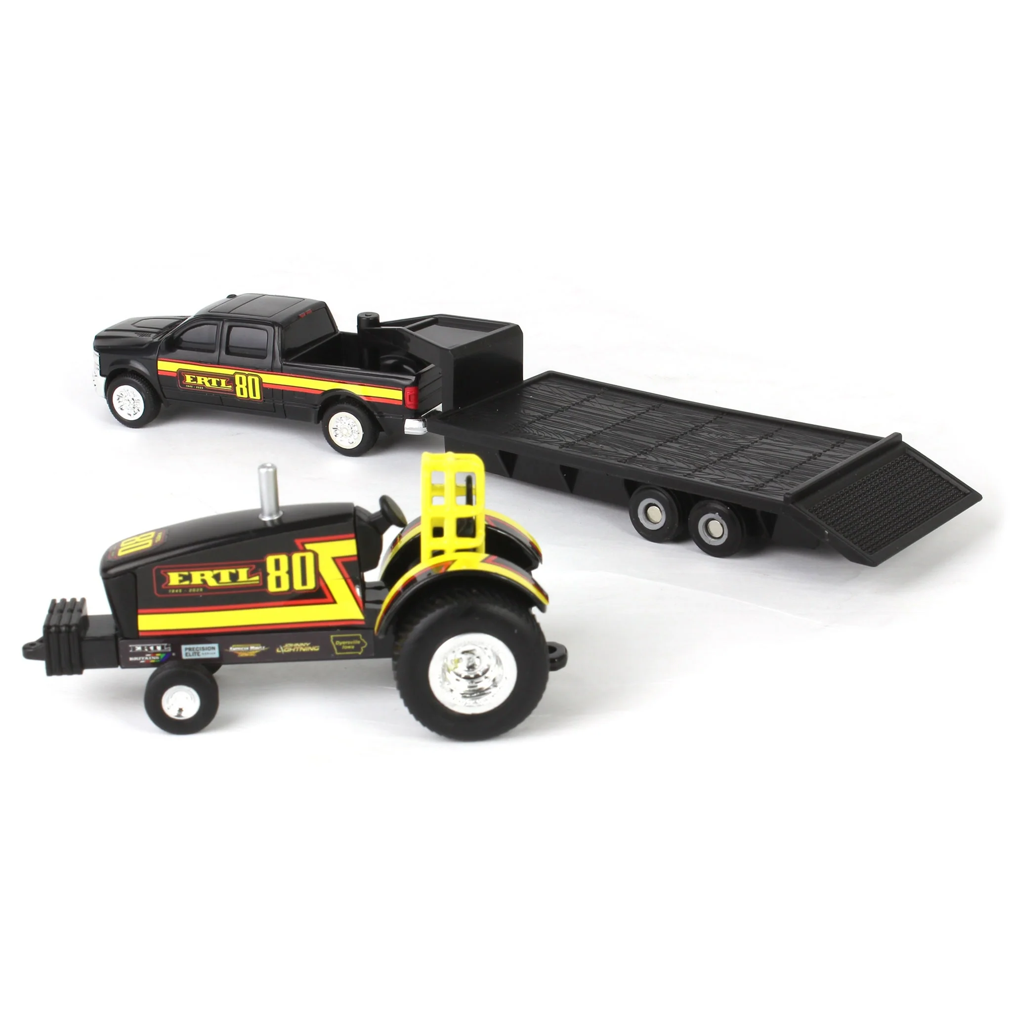 1/64 ERTL 80th Anniversary Pulling Tractor with Pickup Truck & Trailer - Image 5