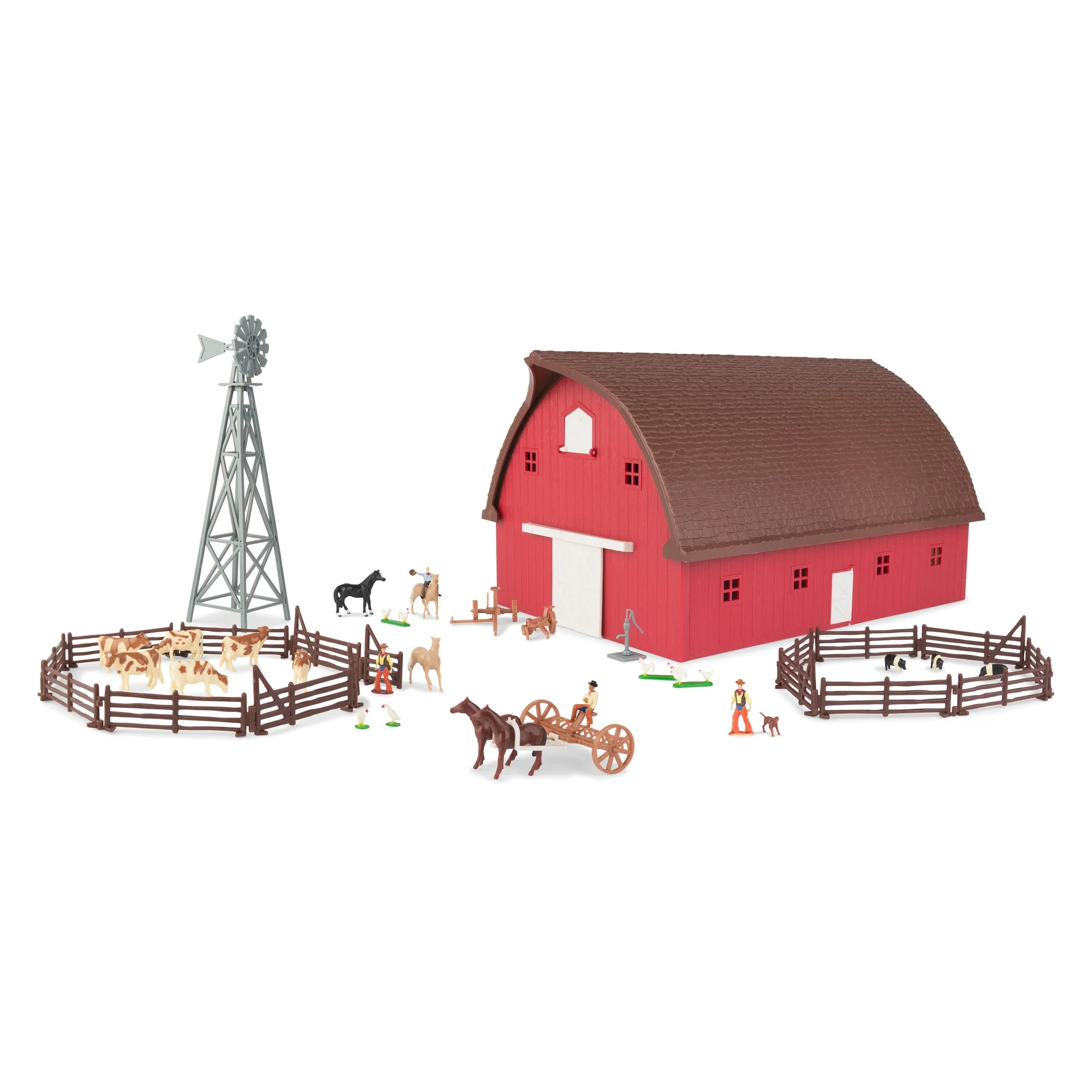 1/64 ERTL Farm Country Round Gable Barn Set, 73 Pieces