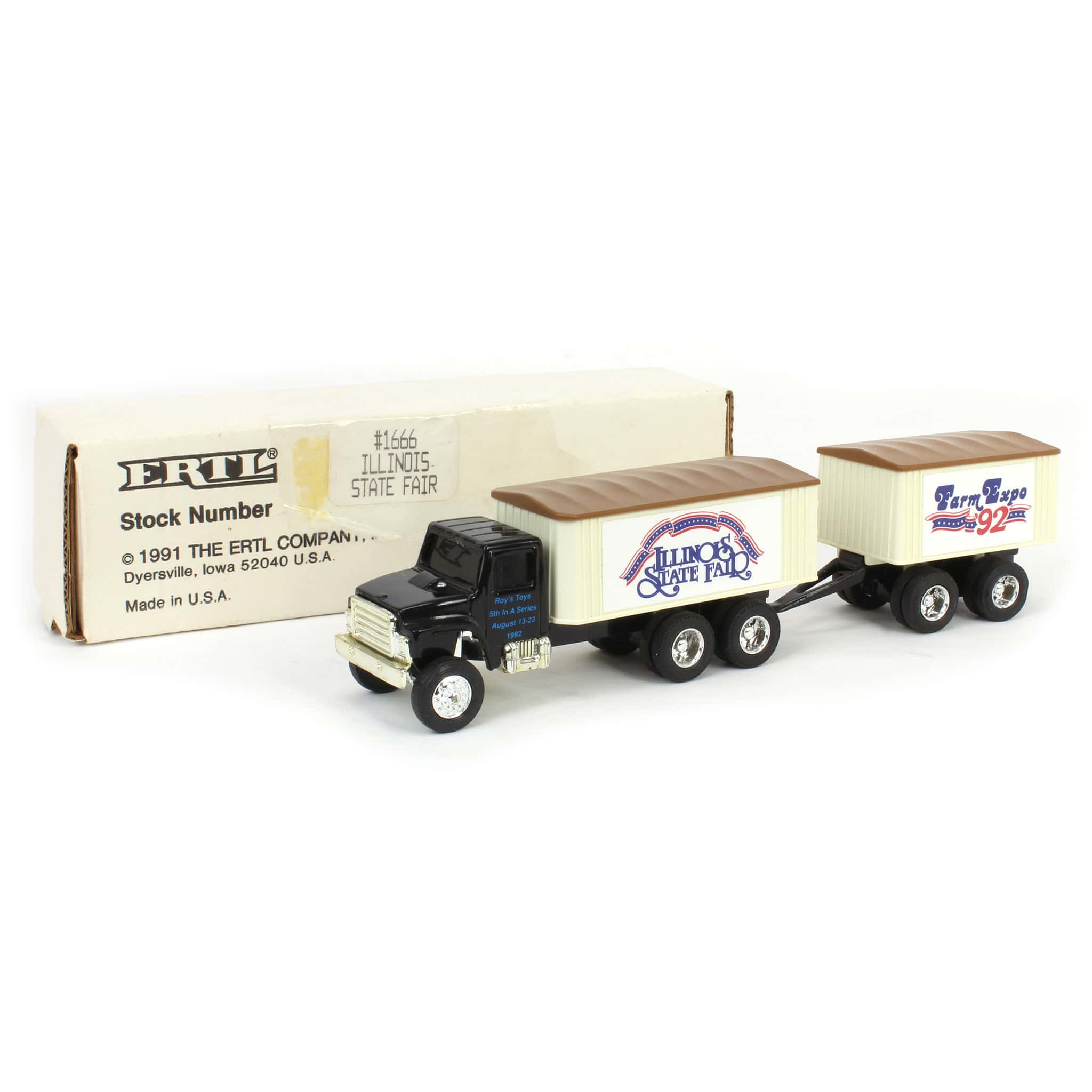 1/64 Roy's Toys Truck with Pup Trailer by ERTL, 5th in a Series, 1992 Illinois State Fair