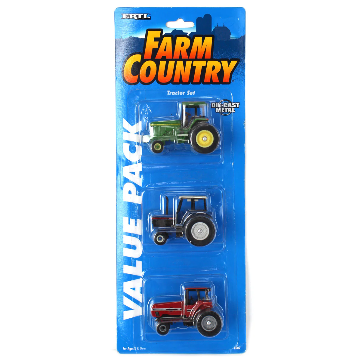1/64 ERTL Value Pack with John Deere 7800, Ford 8340 & Case International 7150 Tractors