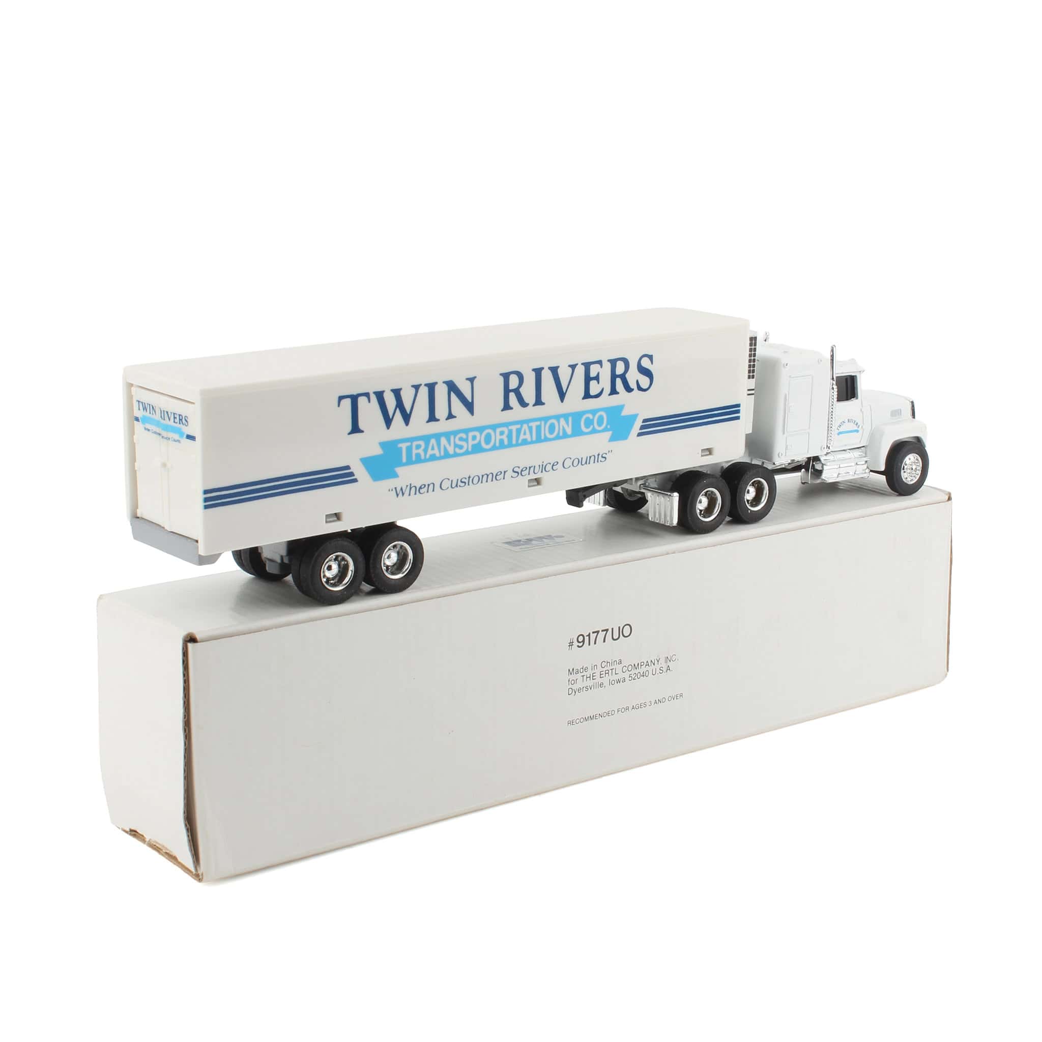 1/64 Ford LTL-900 with Sleeper Semi Truck & Trailer, Twin Rivers Transportation Co Deco by ERTL - Image 2