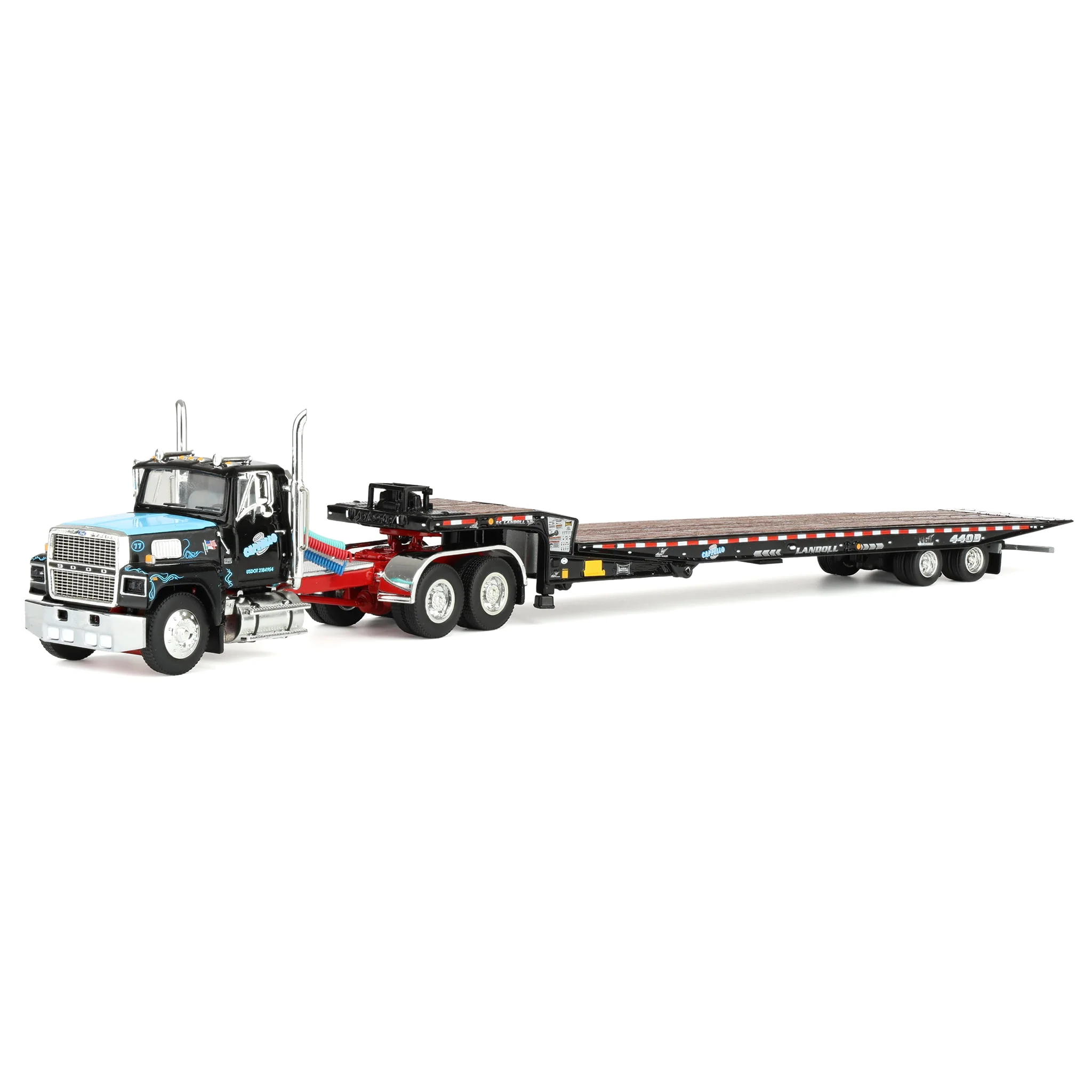 1/64 Ford LTL 9000 Semi Truck with Landoll Traveling Axle Trailer, DCP by First Gear Legacy Series #3: Cappello Heavy Transport