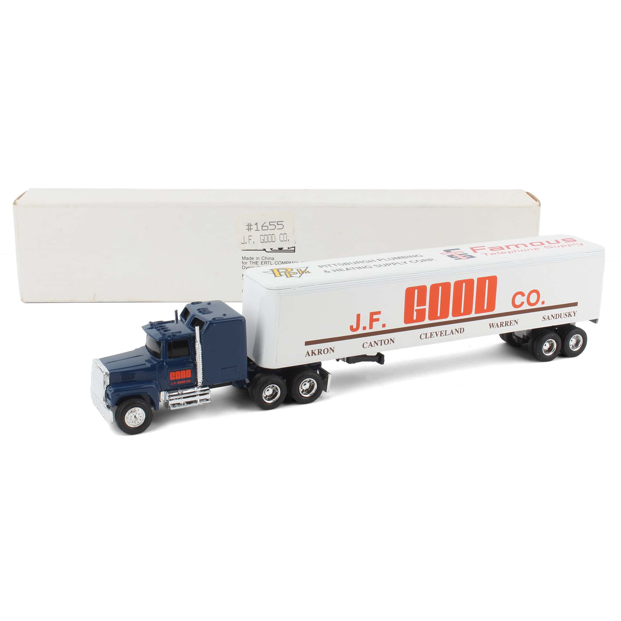 1/64 Ford LTL-9000 with Sleeper Semi Truck with Trailer, J.F. Good Plumbing by ERTL