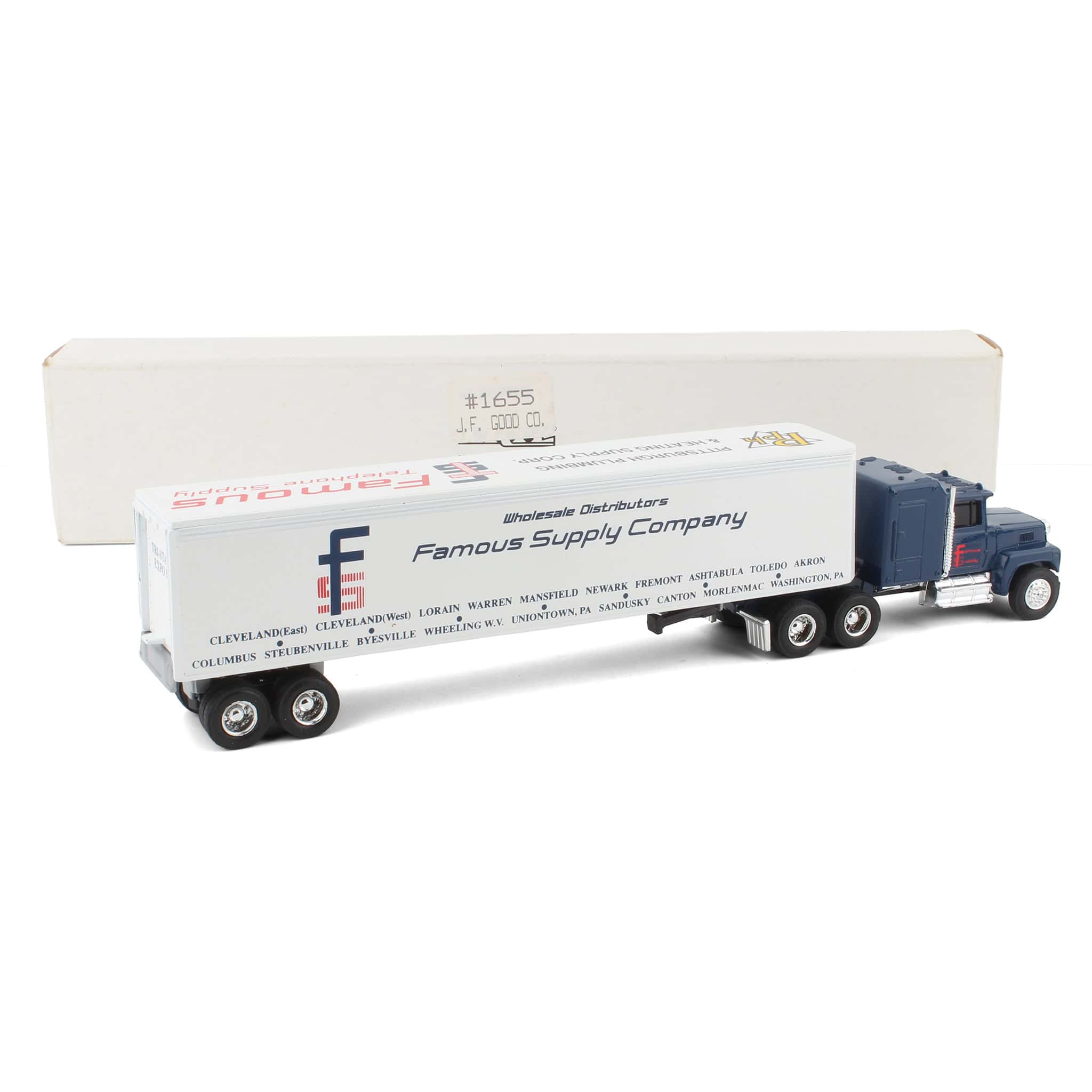1/64 Ford LTL-9000 with Sleeper Semi Truck with Trailer, J.F. Good Plumbing by ERTL - Image 2